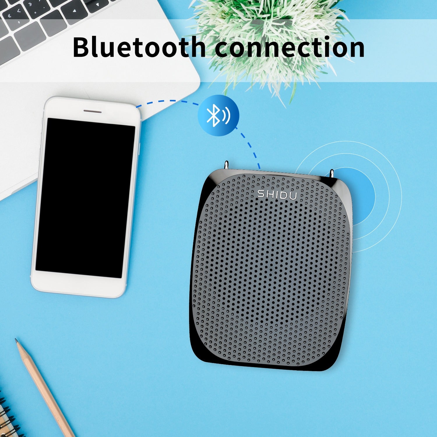 Shidu S515 - Wired Portable Voice Amplifier with Bluetooth Support (Black)