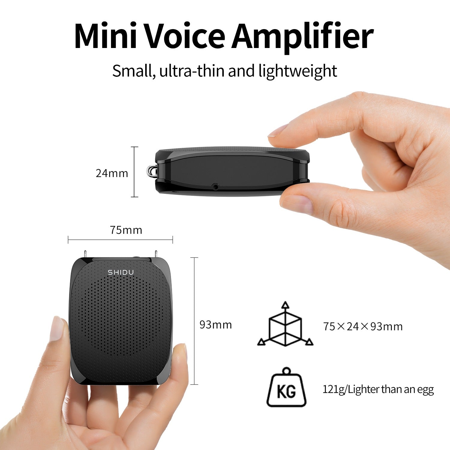 Shidu S515 - Wired Portable Voice Amplifier with Bluetooth Support (Black)