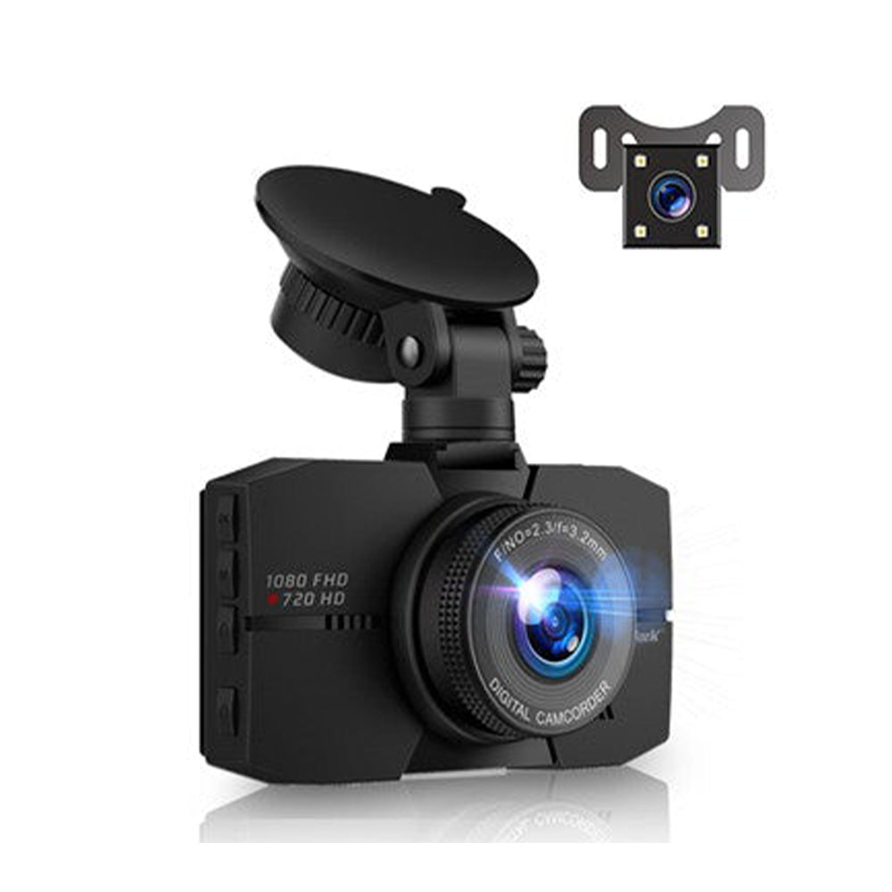 (OPEN BOX) Campark DC02- Front and Rear Full HD Dual Dashboard Camera for Cars with G-Sensor