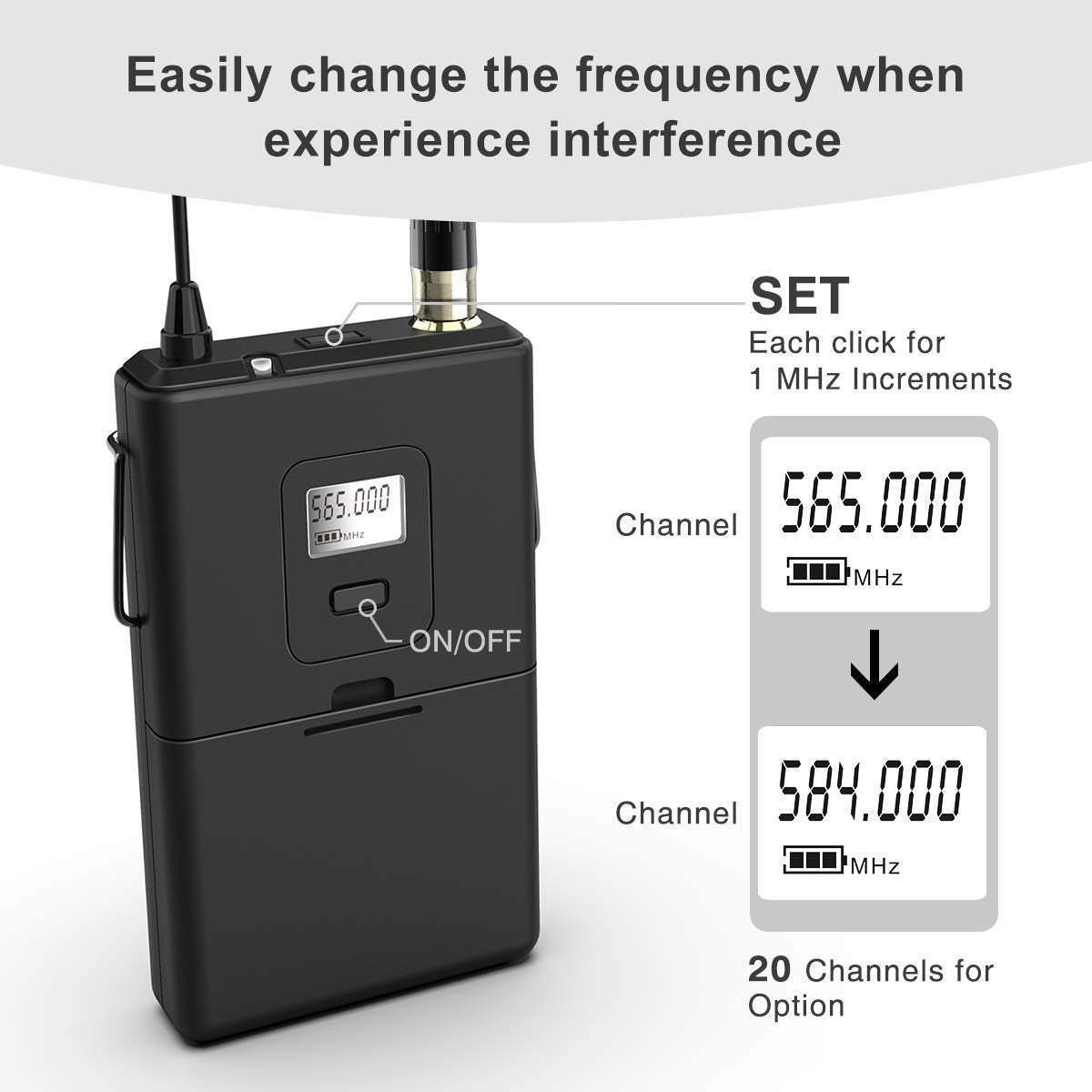 (Refurbished) Fifine K037B - Wireless Lavalier Lapel Microphone With Headset