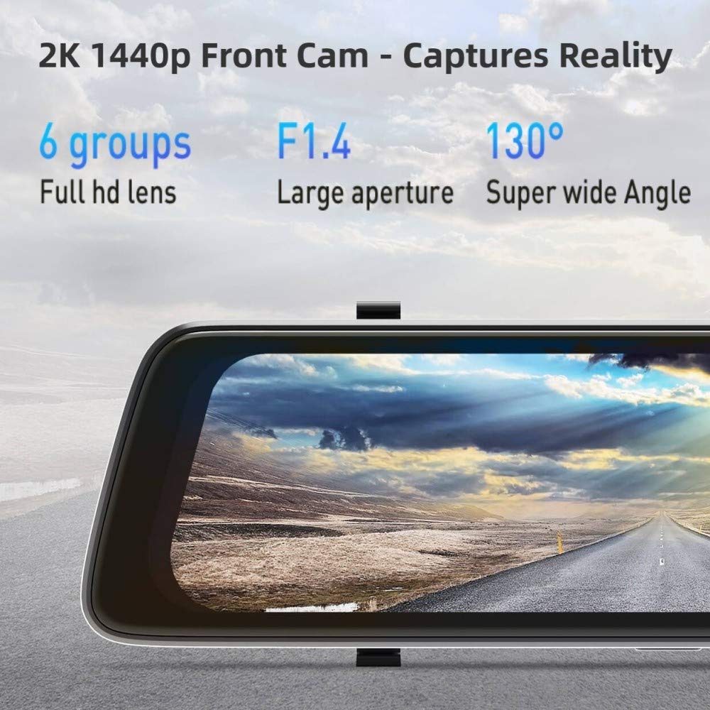 (Refurbished) DDPAI Mola E3 Dual - 1440P and 1080P QHD Rear view Mirror Dashcam