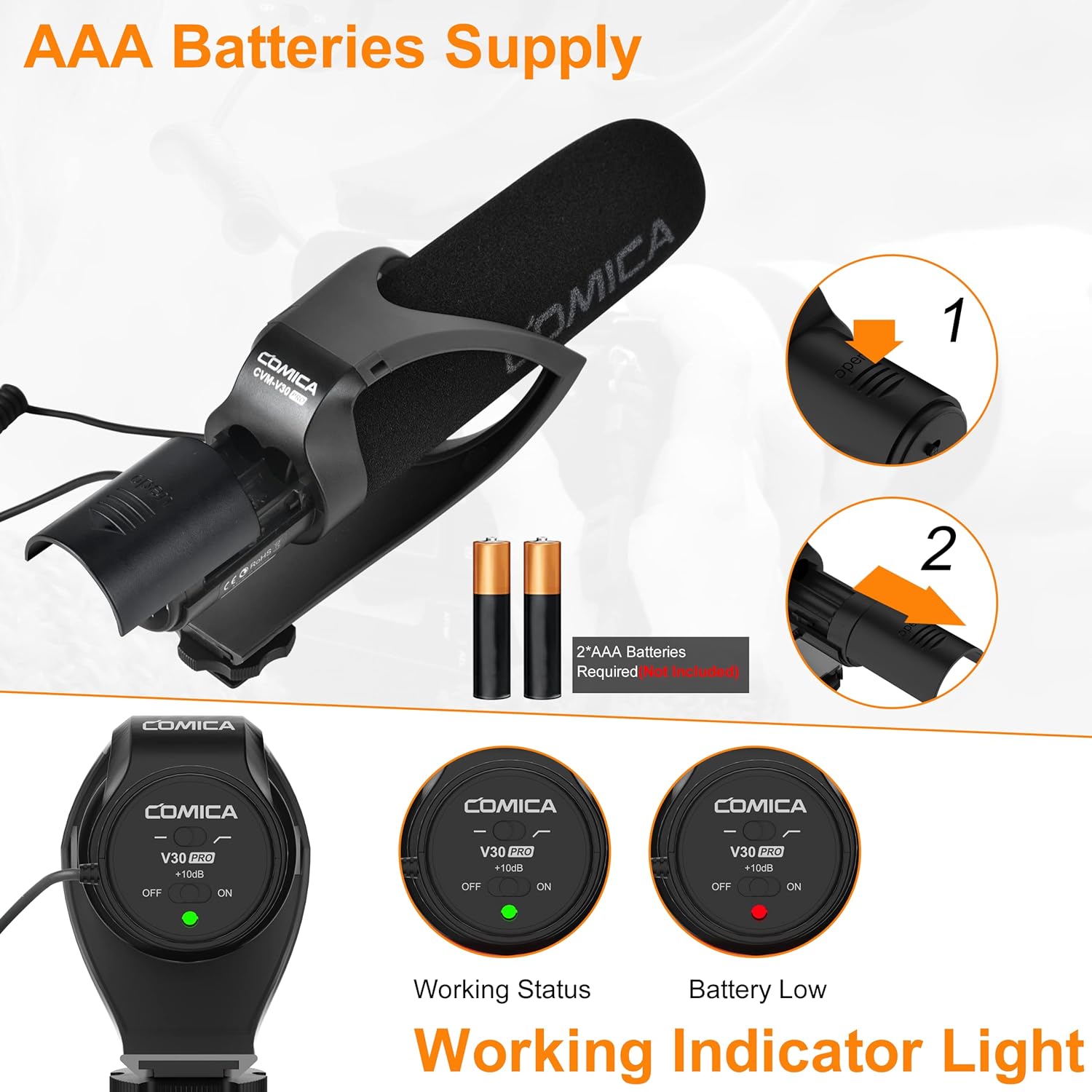 Comica VM30 PRO - Super Cardioid Condenser Shotgun Microphone (Black)