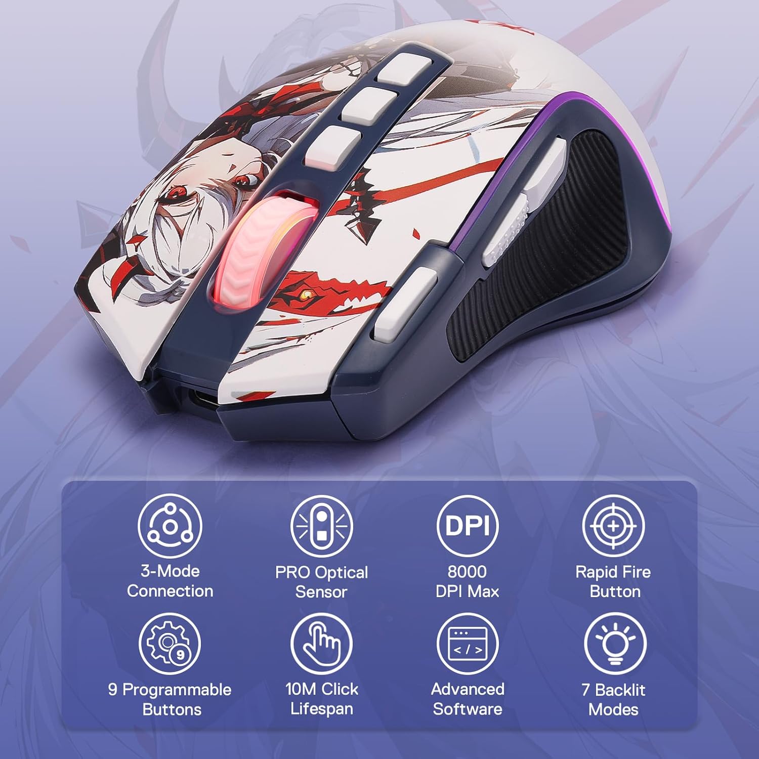 Redragon Predator Pro M612 Pro - RGB Wireless Mouse (Anime)