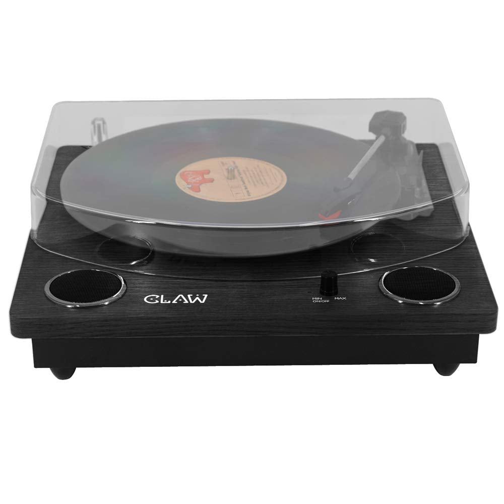 CLAW Stag Superb Plus - Turntable with Built-in Stereo Speaker and USB Digital Conversion Software for PC (Black)