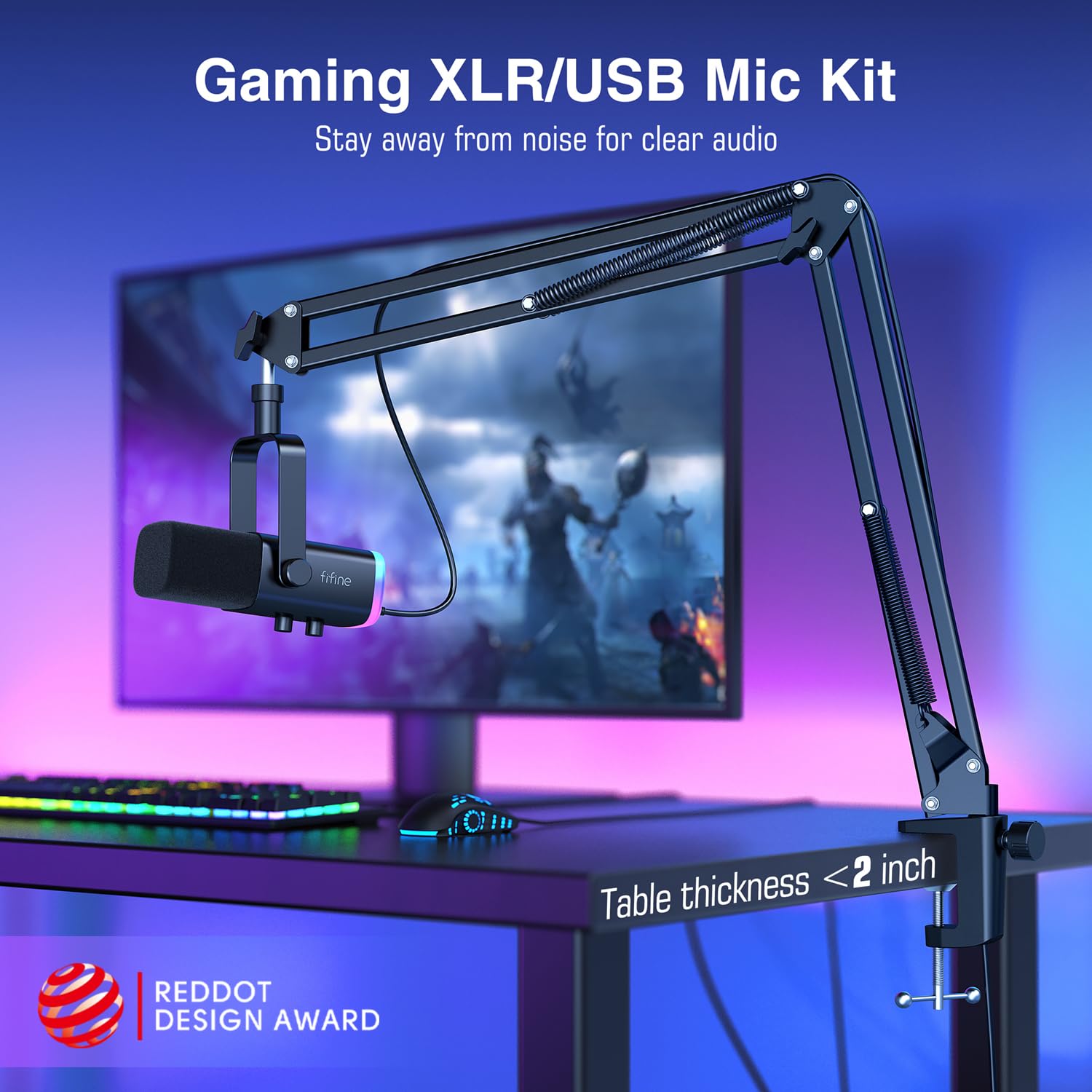 (Refurbished) Fifine Ampligame AM8T - XLR/USB Microphone Kit with Mute Button and Headphone Jack