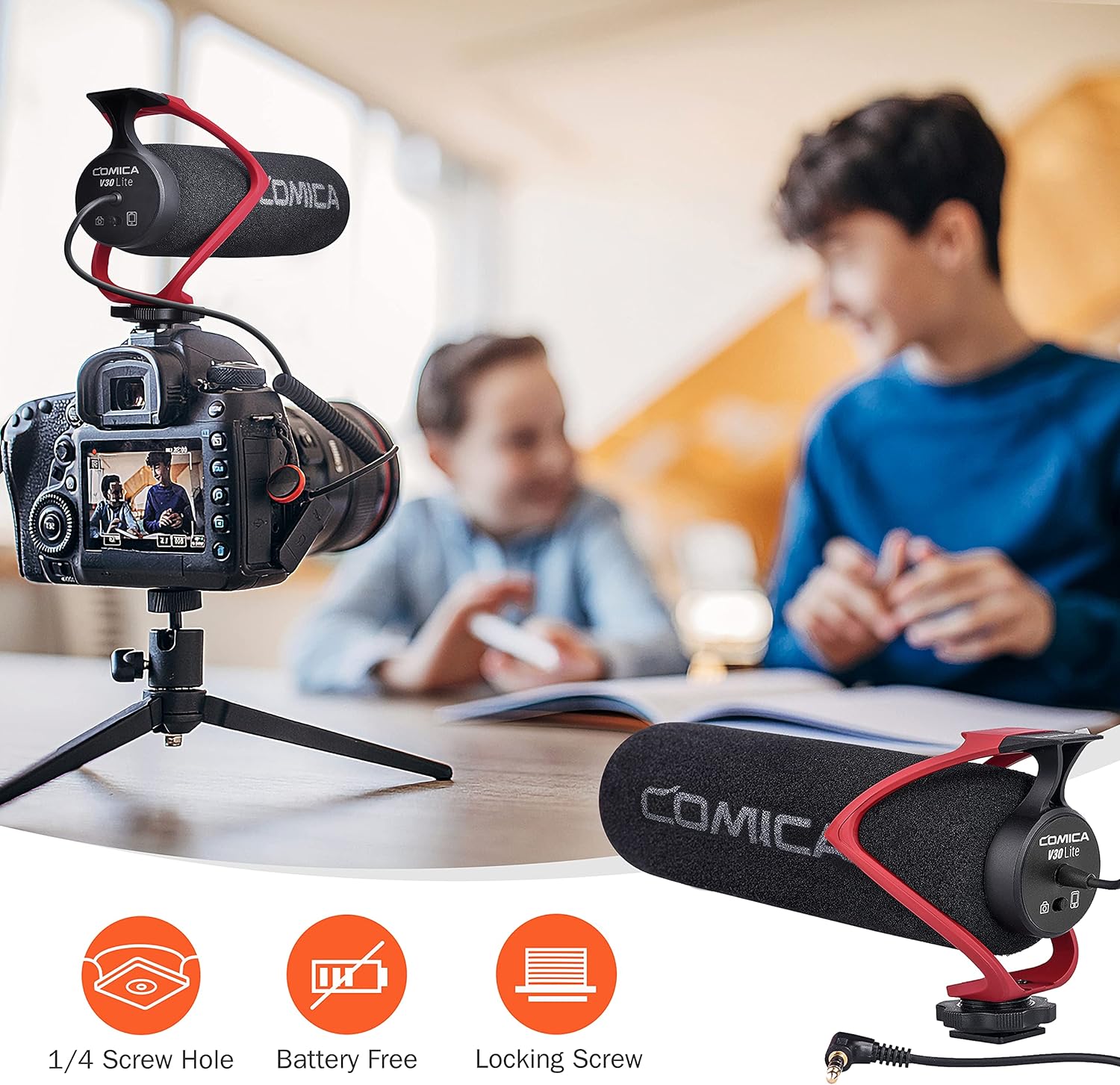 Comica V30 LITE - Super Cardioid Condenser Shotgun Microphone (Red)