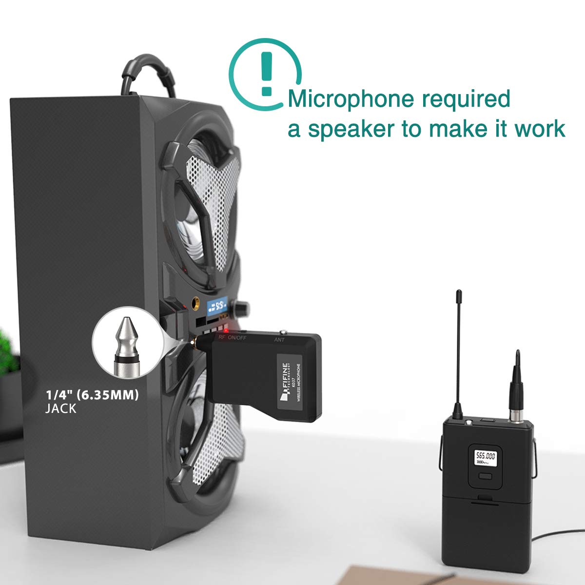(Refurbished) Fifine K037B - Wireless Lavalier Lapel Microphone With Headset