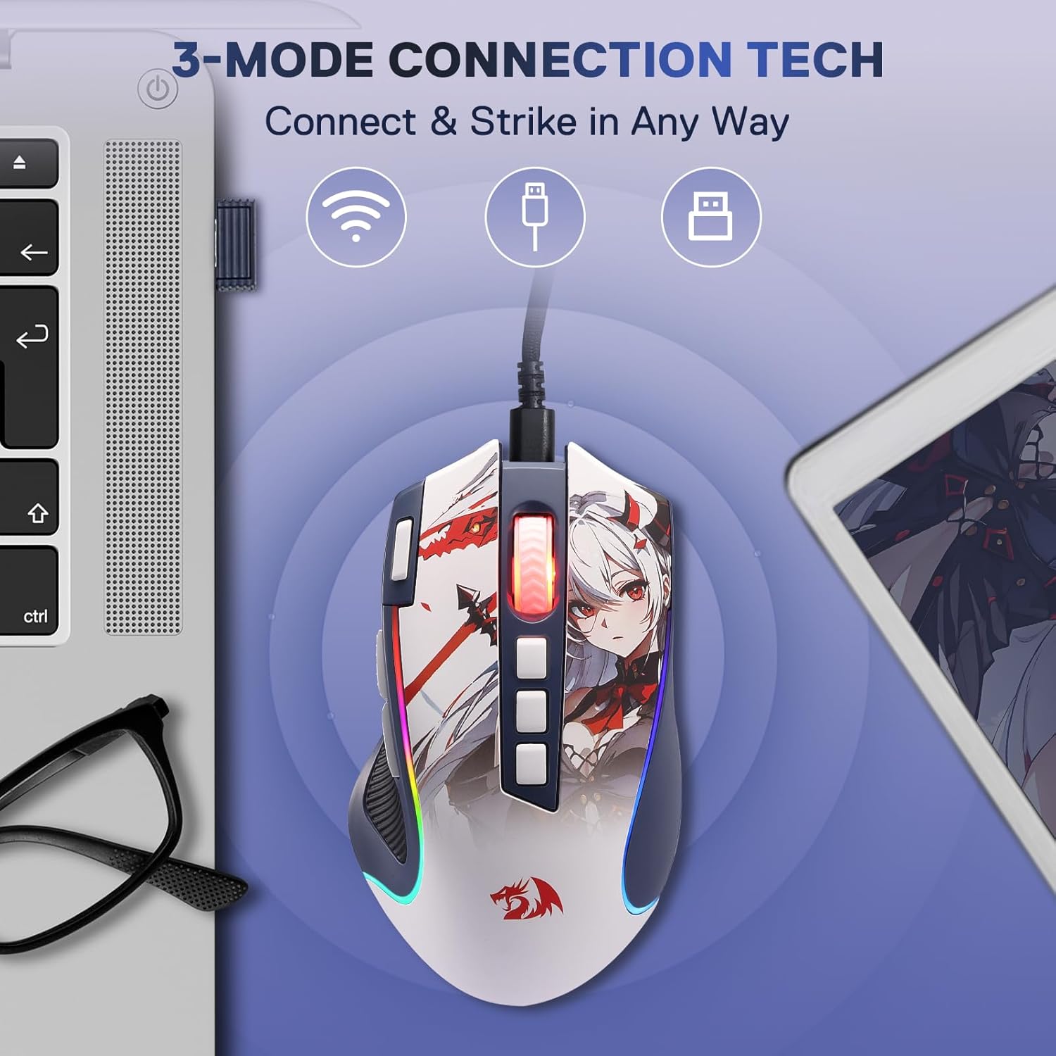 Redragon Predator Pro M612 Pro - RGB Wireless Mouse (Anime)