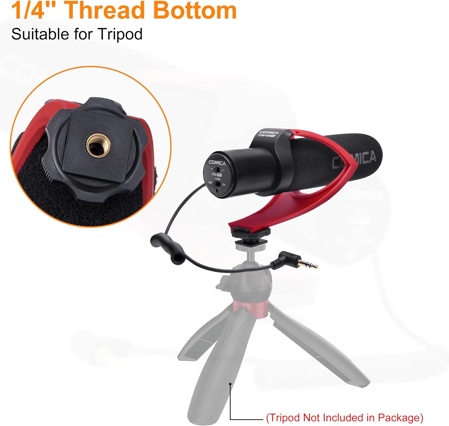 (Refurbished) Comica VM30 PRO - Super Cardioid Condenser Shotgun Microphone (Red)