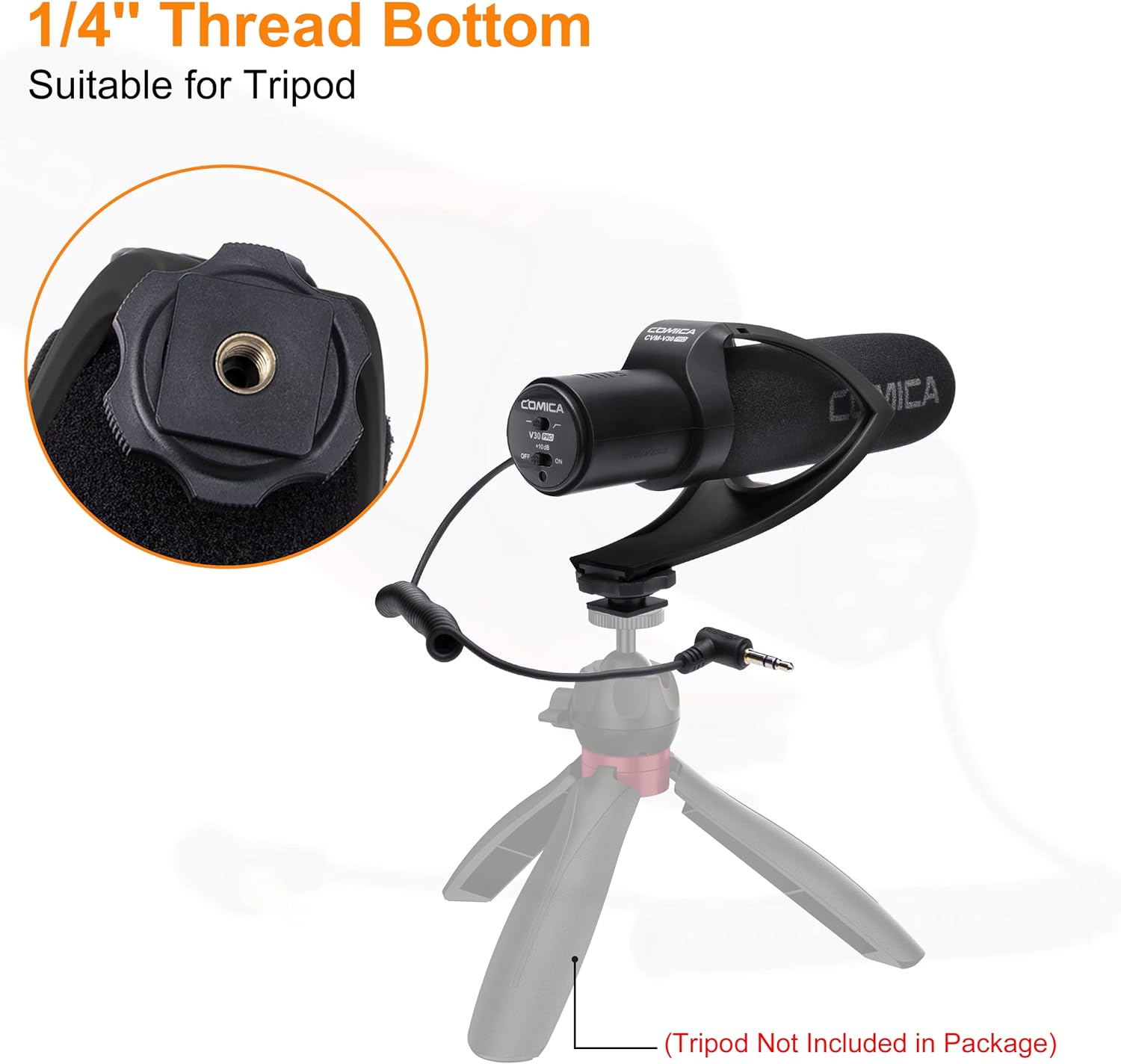 Comica VM30 PRO - Super Cardioid Condenser Shotgun Microphone (Black)