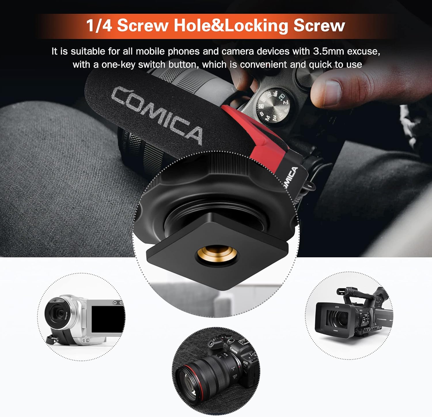 Comica V30 LITE - Super Cardioid Condenser Shotgun Microphone (Red)