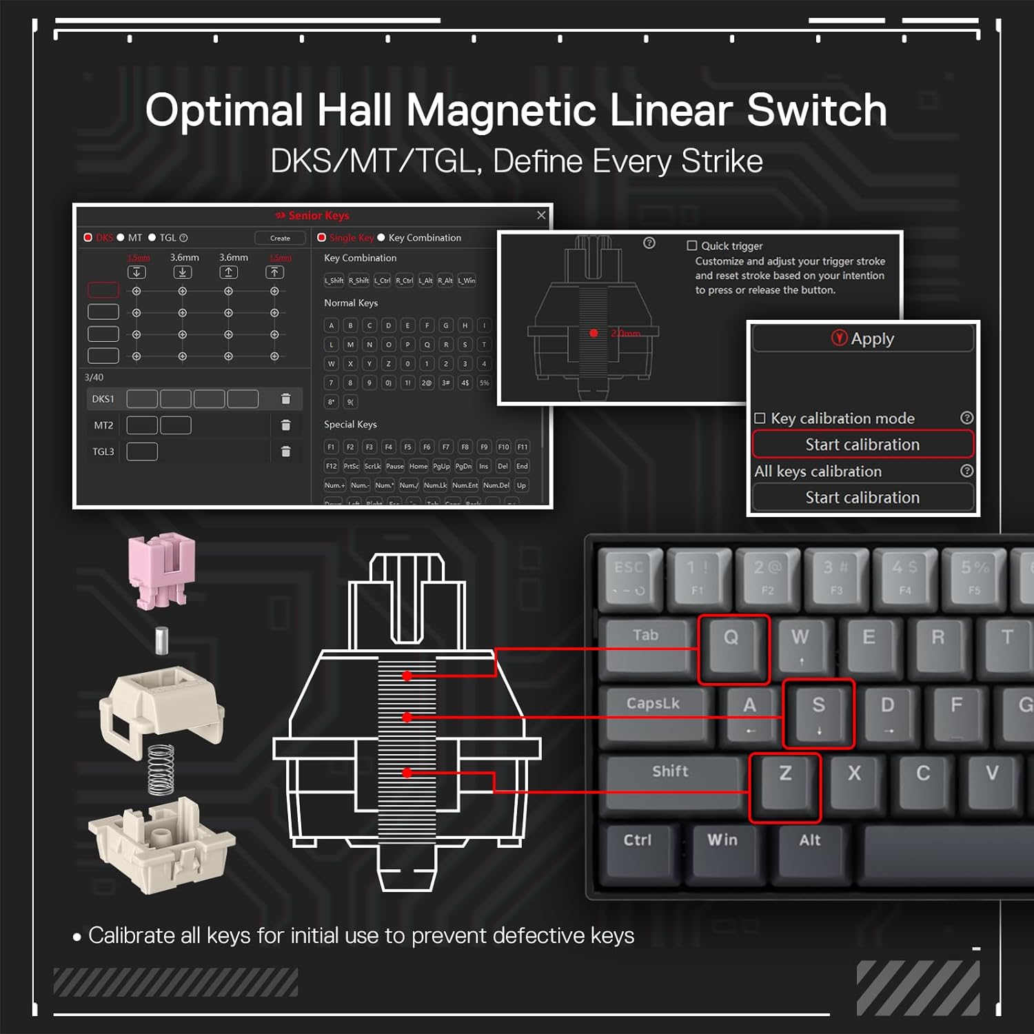 (Refurbished) Redragon K617 - 60% Wired mechanical Keyboard Mystic Grey (Magnetic Switch)