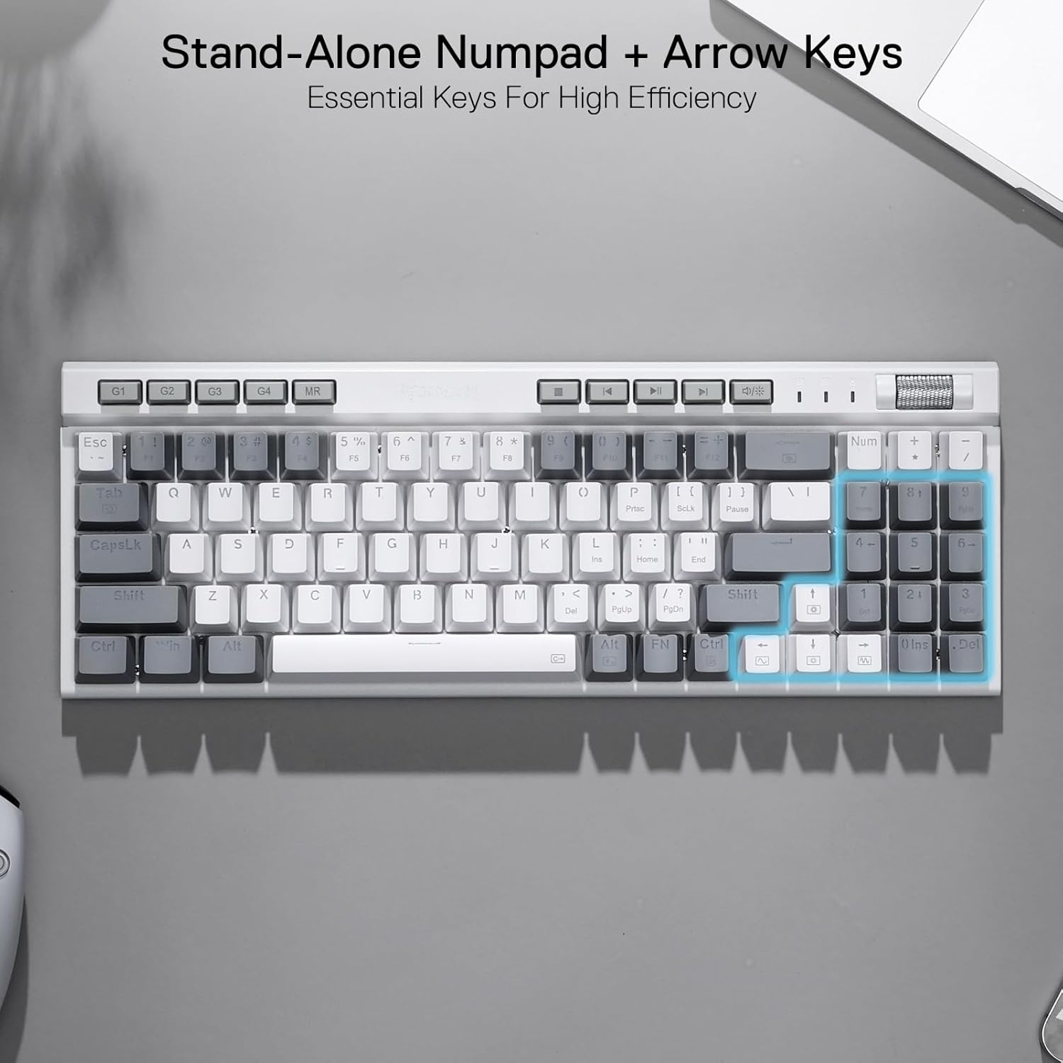 Redragon Magicwand SE K655 - 75% Wired Mechanical Keyboard White and Grey (Quiet Linear Switch)