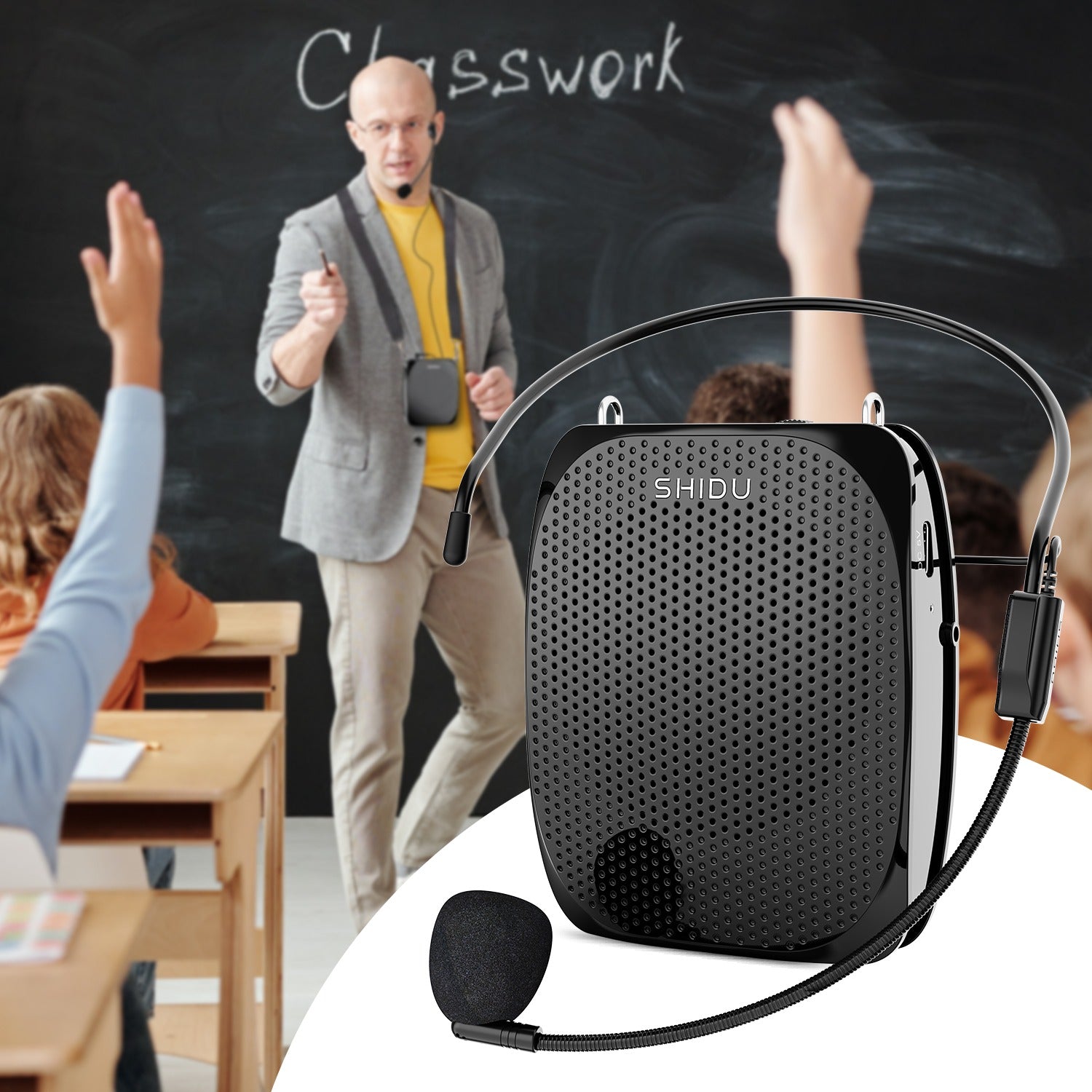 Shidu S515 - Wired Portable Voice Amplifier with Bluetooth Support (Black)