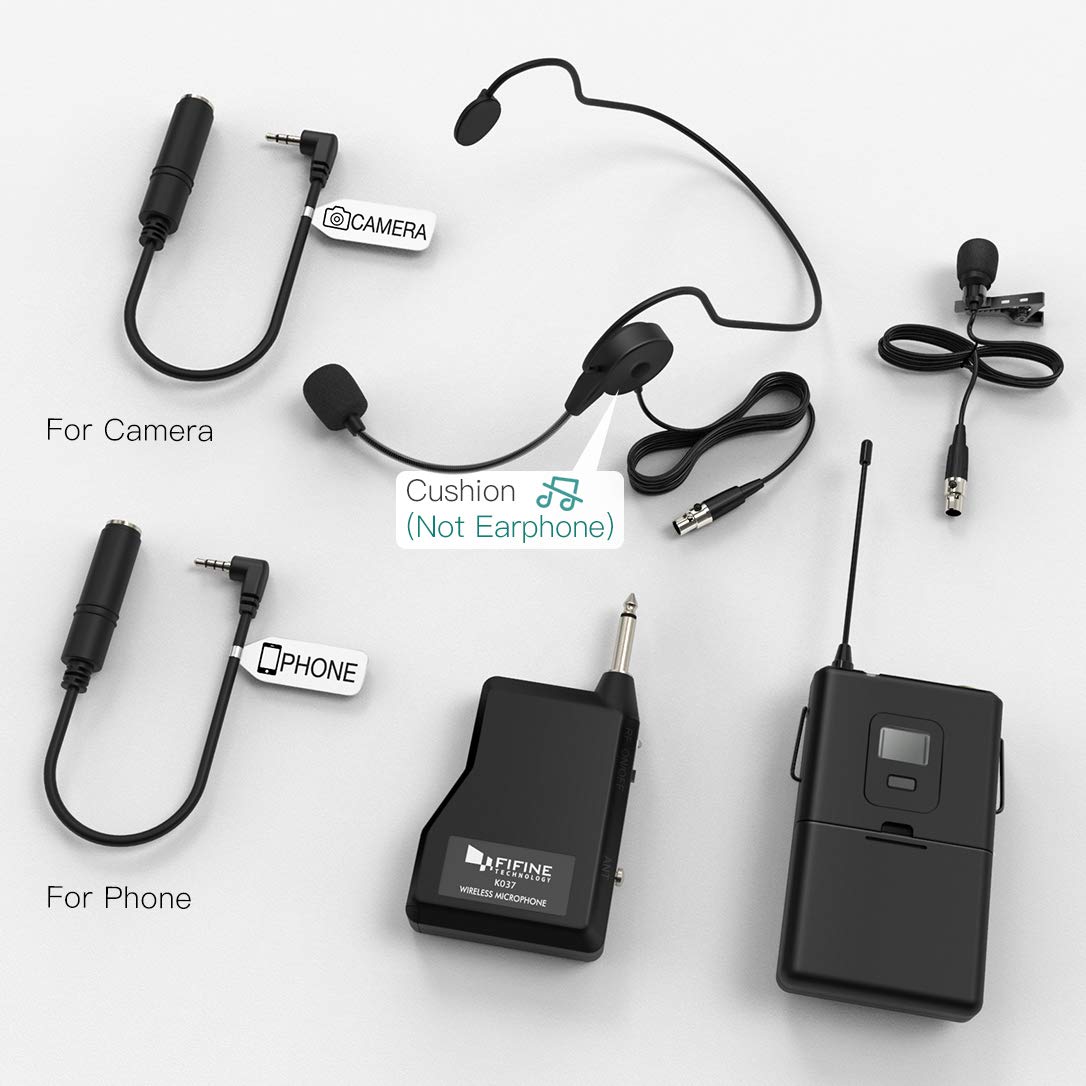 (Refurbished) Fifine K037B - Wireless Lavalier Lapel Microphone With Headset
