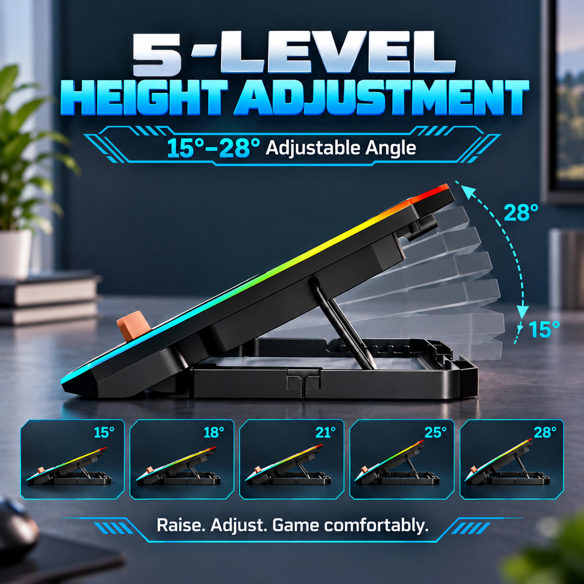 Claw Antarctic F2 - 2 Fans RGB Laptop Cooling Pad with Adjustable Height, 2 USB Port, Touch Control and Mobile Stand