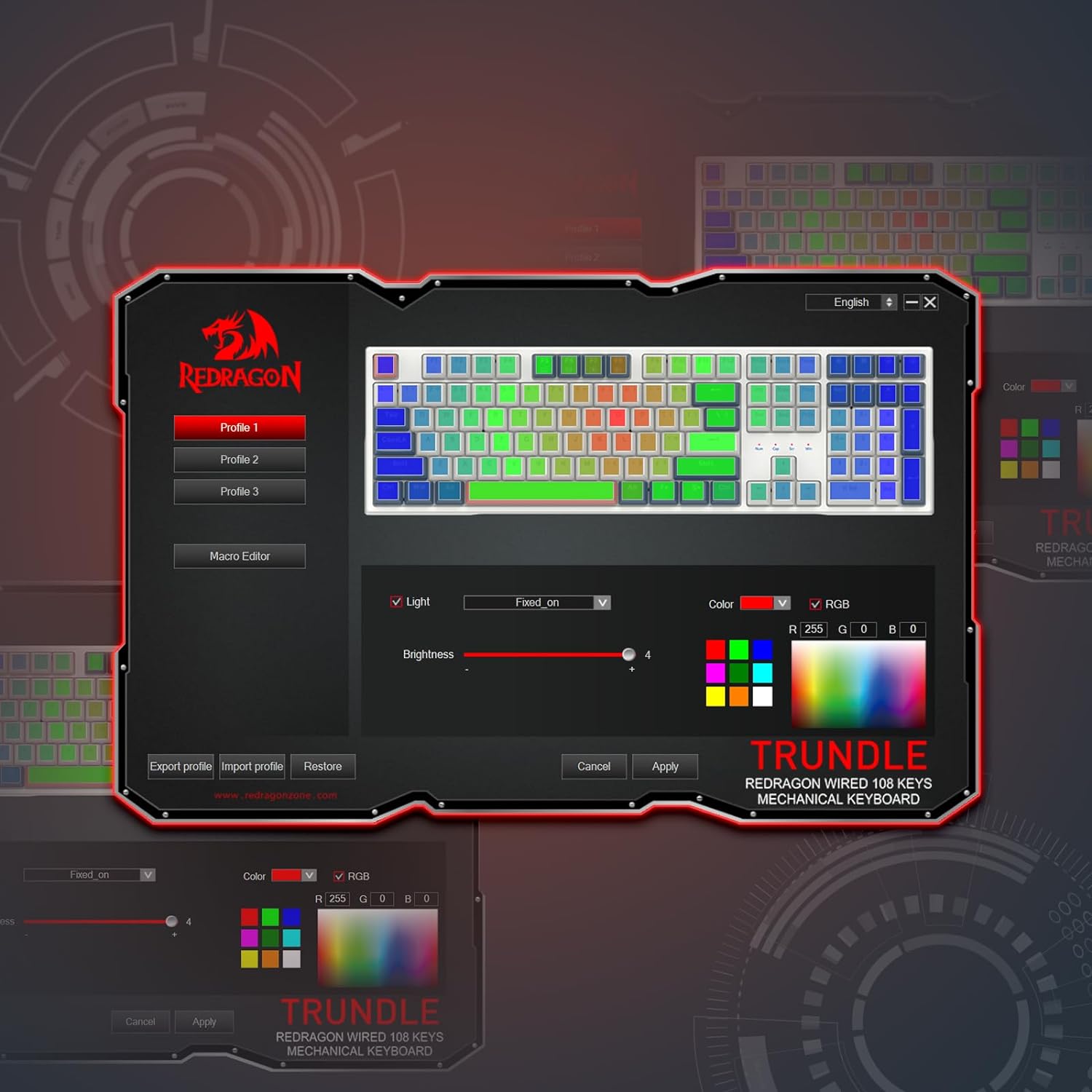 Redragon Trundle K668 - 104 Keys Wired Mechanical Keyboard White|Black|Organe (Red Switch)