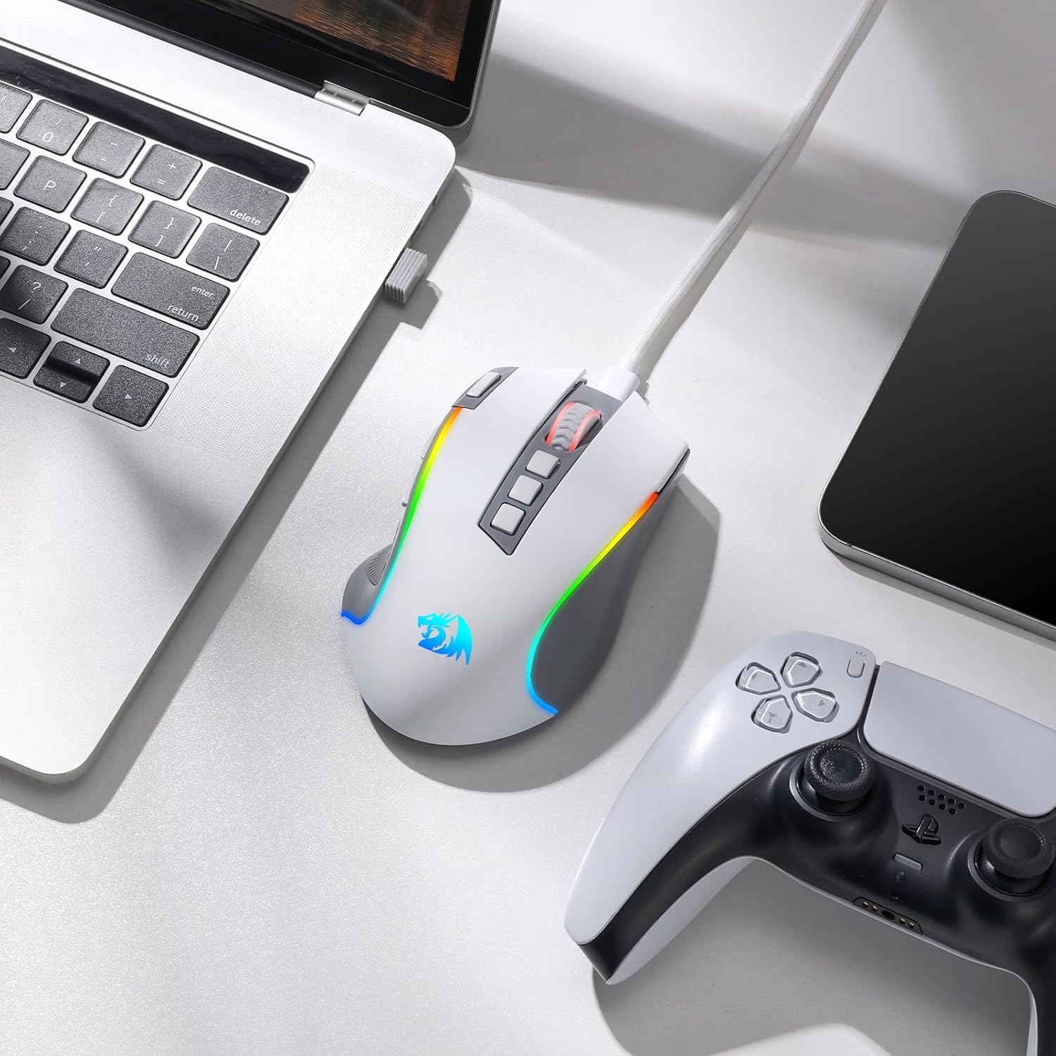 Redragon Predator Pro M612 PRO RGB Wireless Mouse (Grey and White)