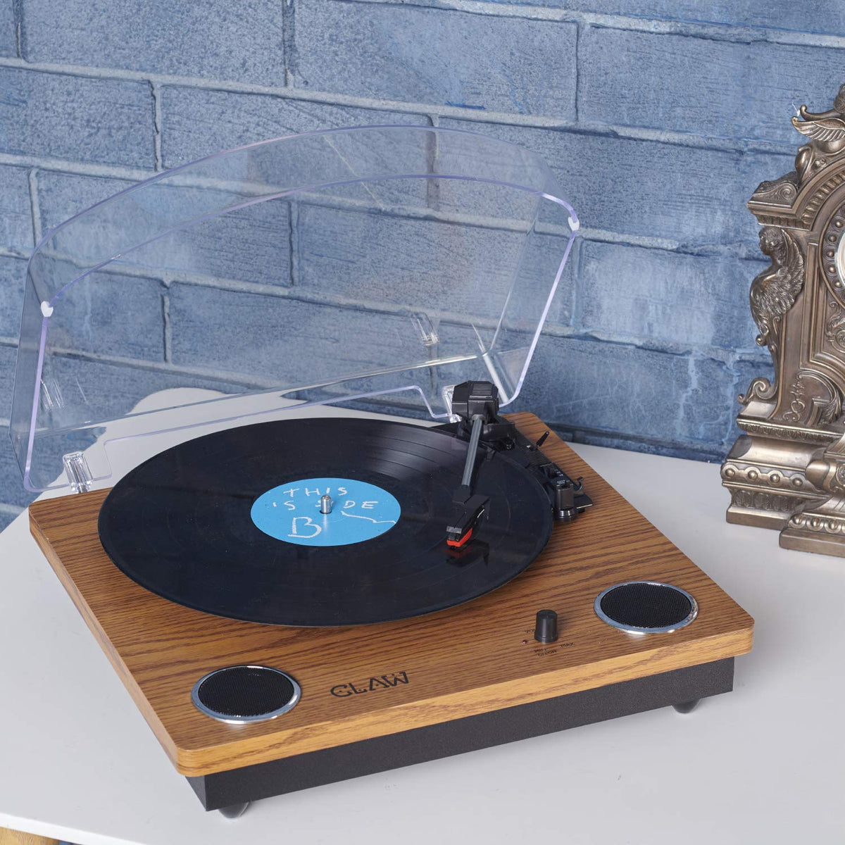 CLAW Stag Superb Plus - Turntable with Built-in Stereo Speaker and USB Digital Conversion Software for PC (Wood)