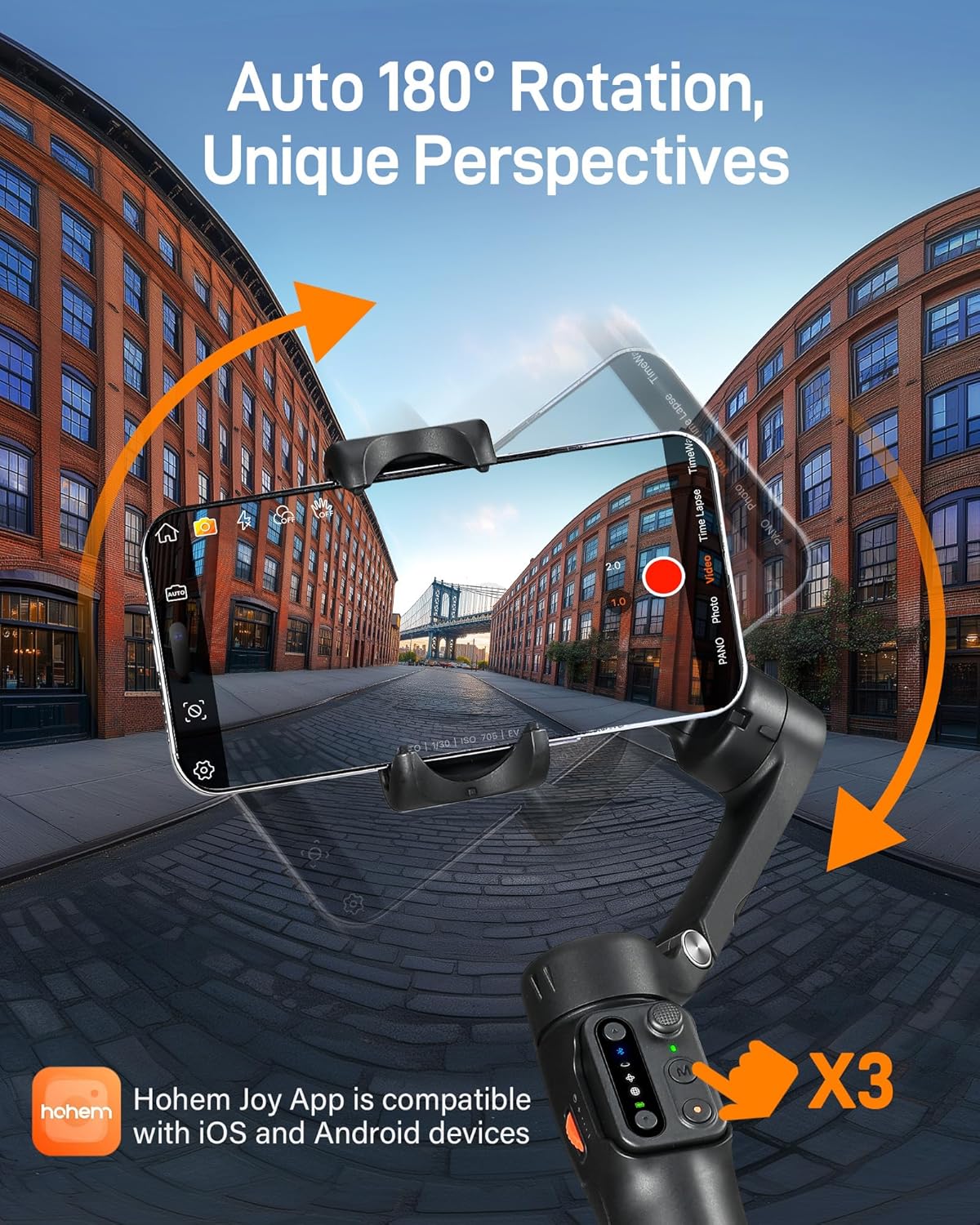 Hohem iSteady X3 SE - 3 Axis Foldable Mobile Gimbal with Detachable Remote (Black)