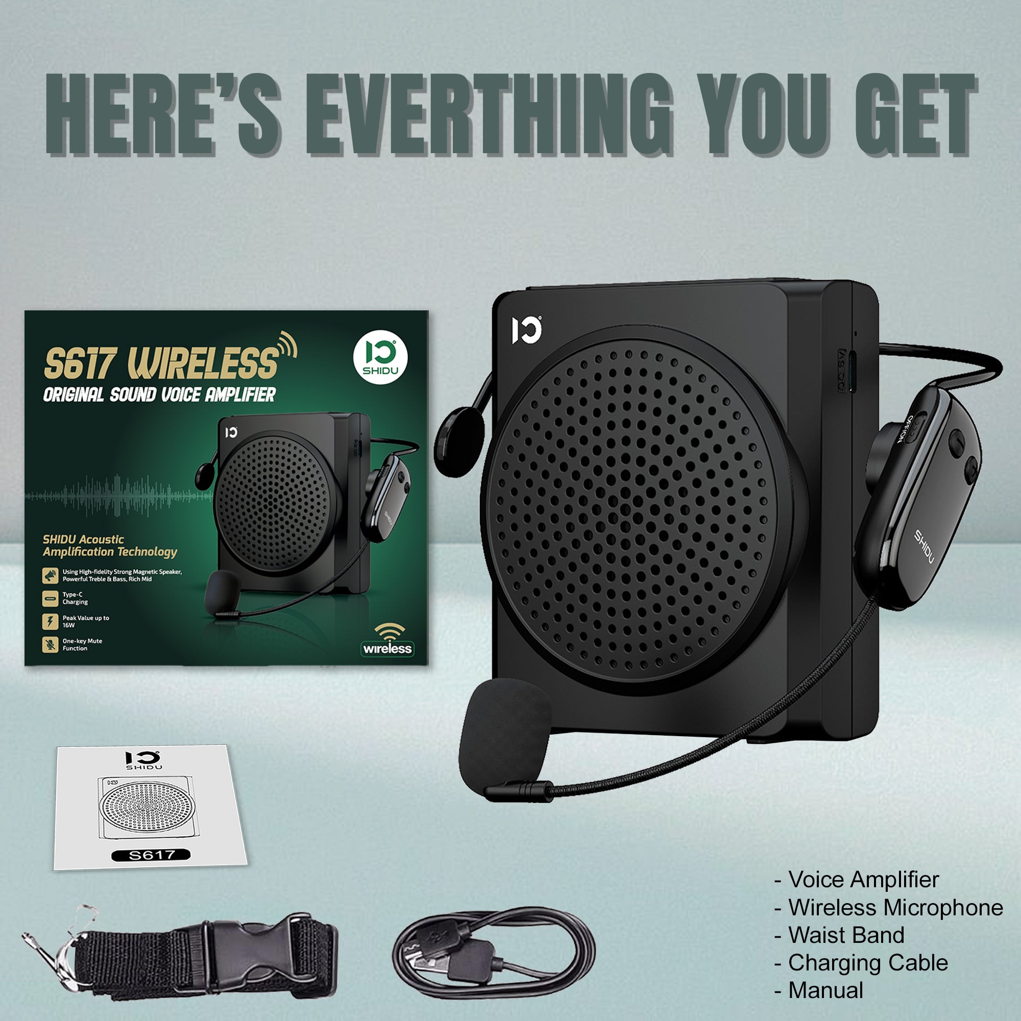 Shidu S617 Wireless - Wireless Portable Voice Amplifier With Bluetooth Speaker