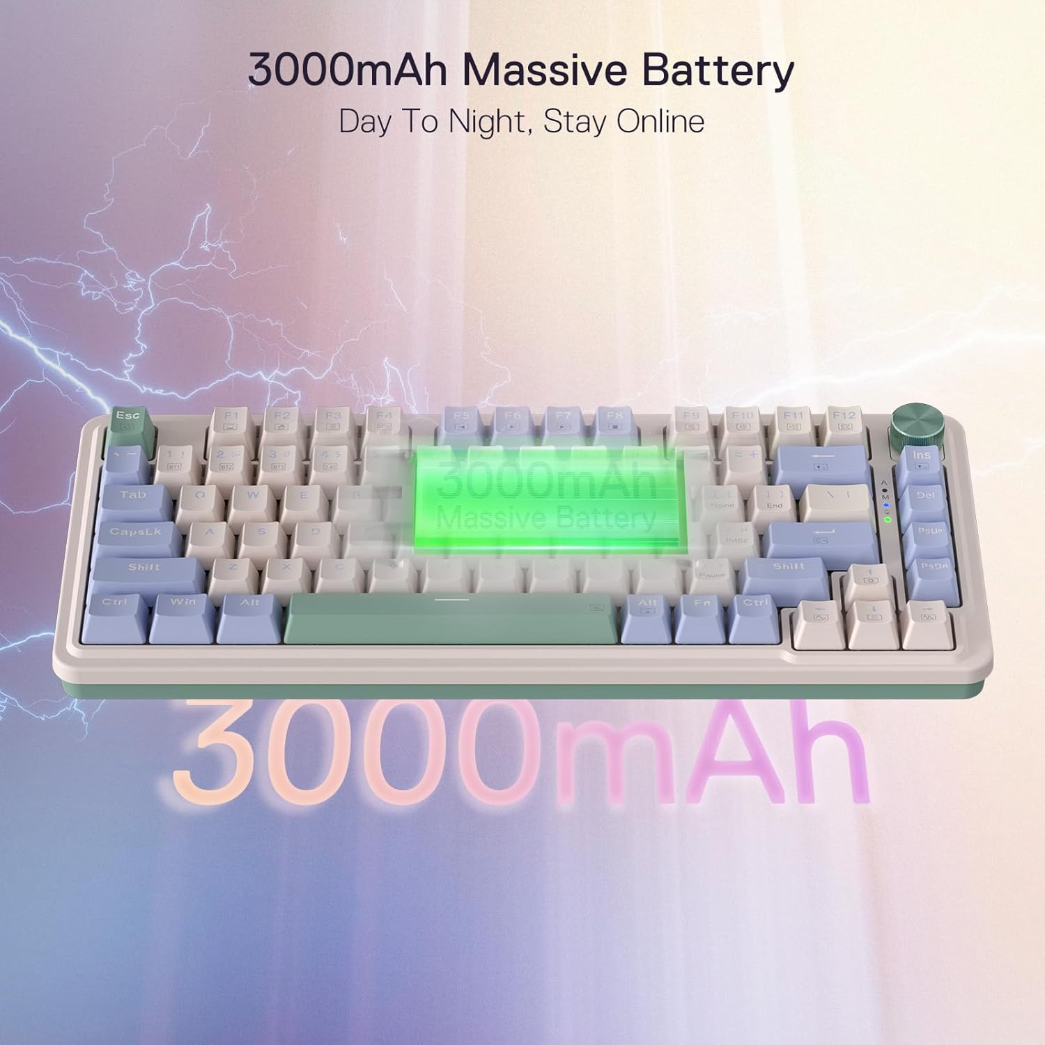 Redragon Ucal Pro K673 Pro - 65% Wired+2.4Ghz+Bluetooth Mechanical Keyboard Vintage Blue (Linear Red Switch)