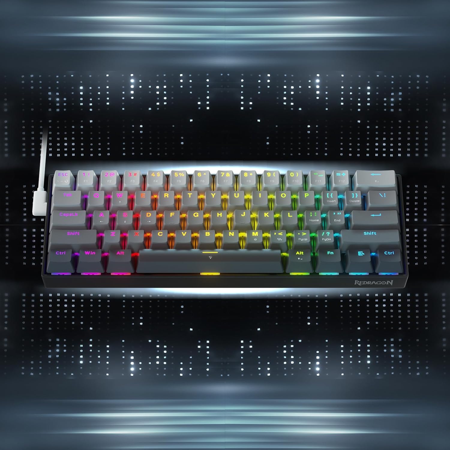 (Refurbished) Redragon K617 - 60% Wired mechanical Keyboard Mystic Grey (Magnetic Switch)