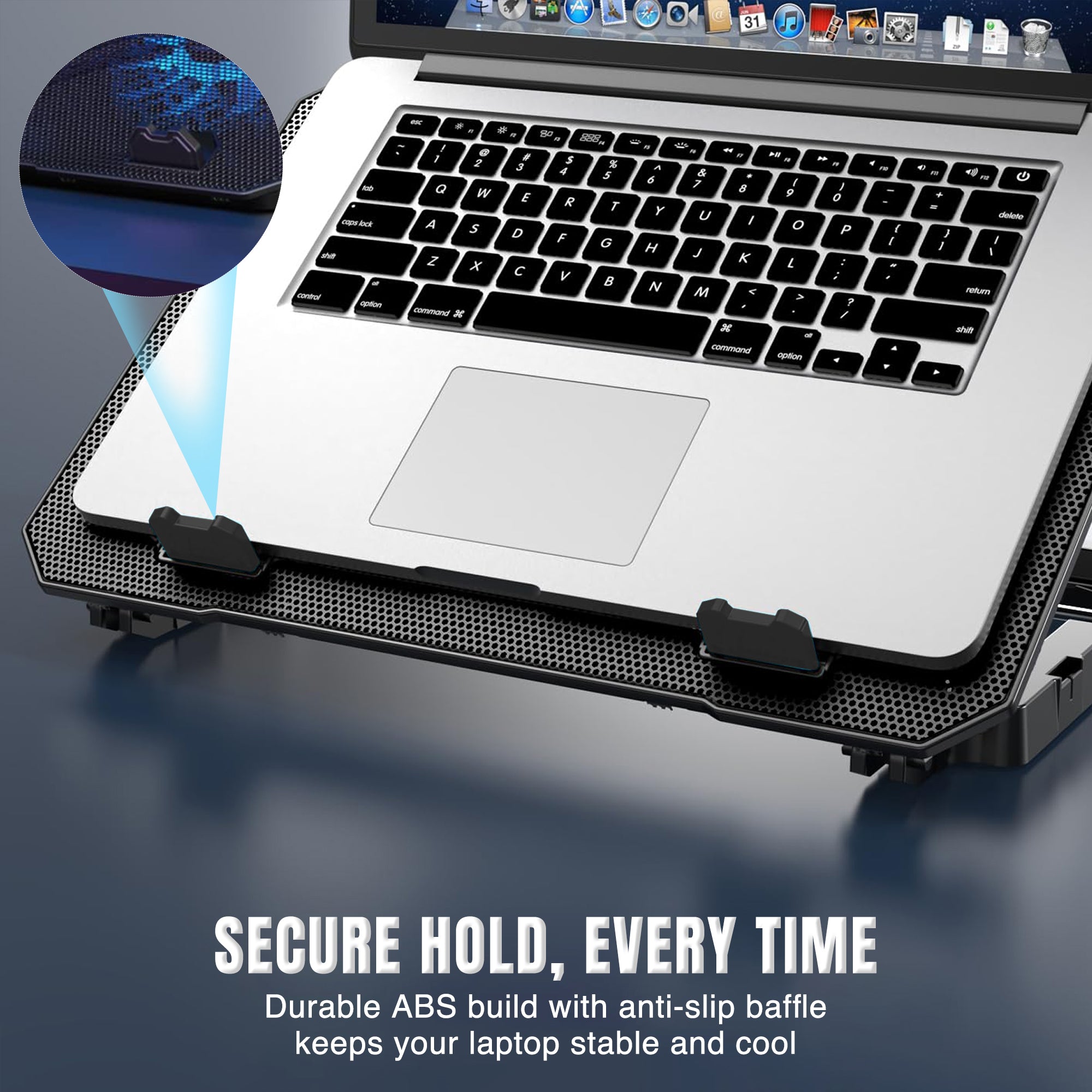 Claw Air Pro C39 - 2 Motor Laptop Cooling Pad with 2 USB Port, Adjustable Height and Mobile Stand (Black and Blue)