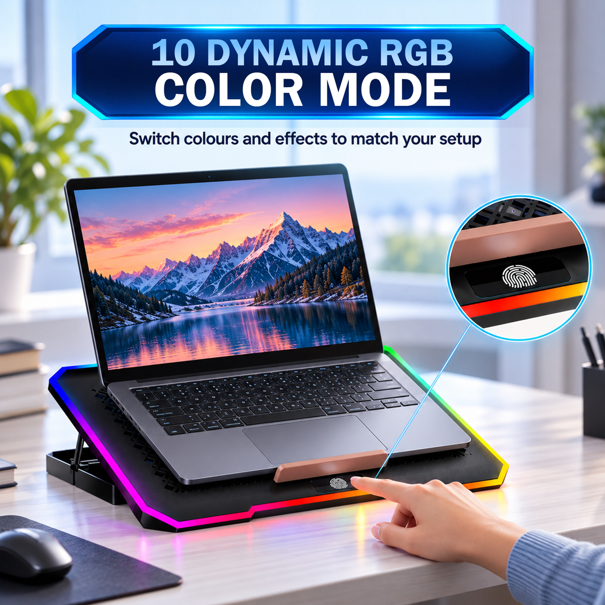 Claw Avalanche Pro F12 - 12 Fans RGB Laptop Cooling Pad with 2 USB Port, Adjustable Height and Mobile Stand