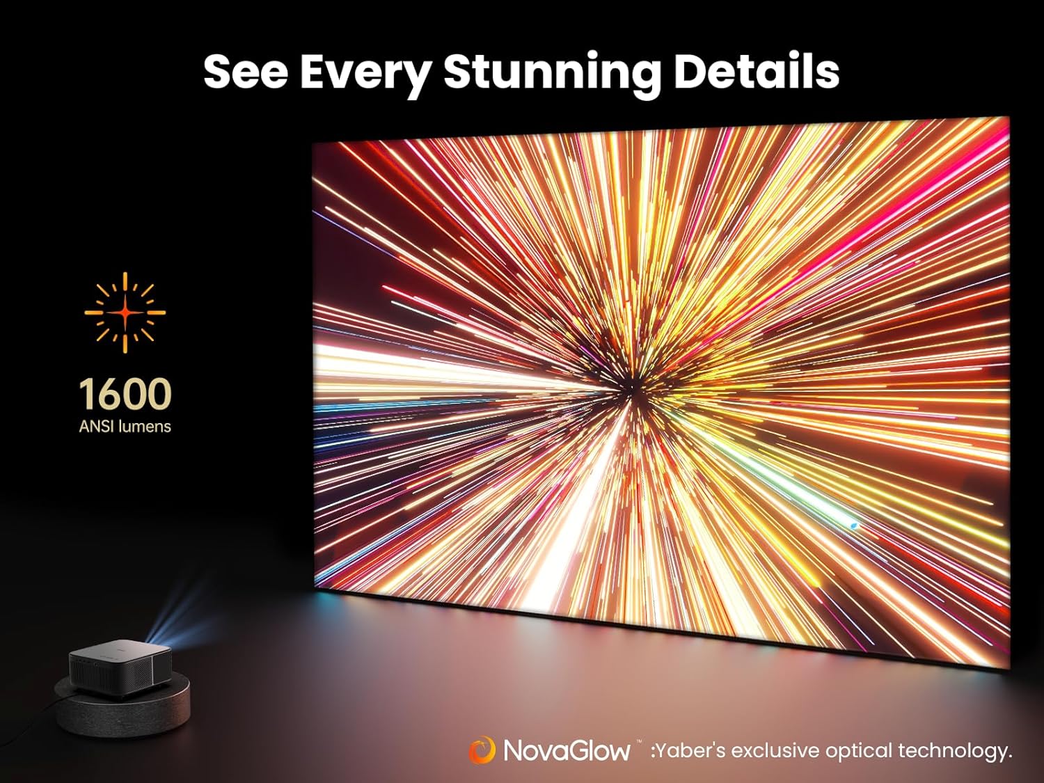 Yaber K3 - Smart Outdoor/Indoor Projector with Google TV, 30W JBL Speaker, Dolby Audio, WiFi 6 and BT