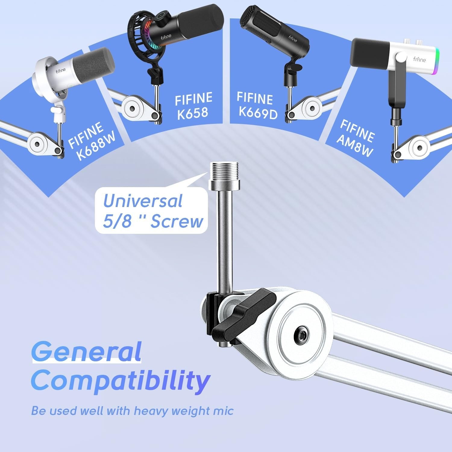 Fifine BM63 - Microphone Arm Stand (White)