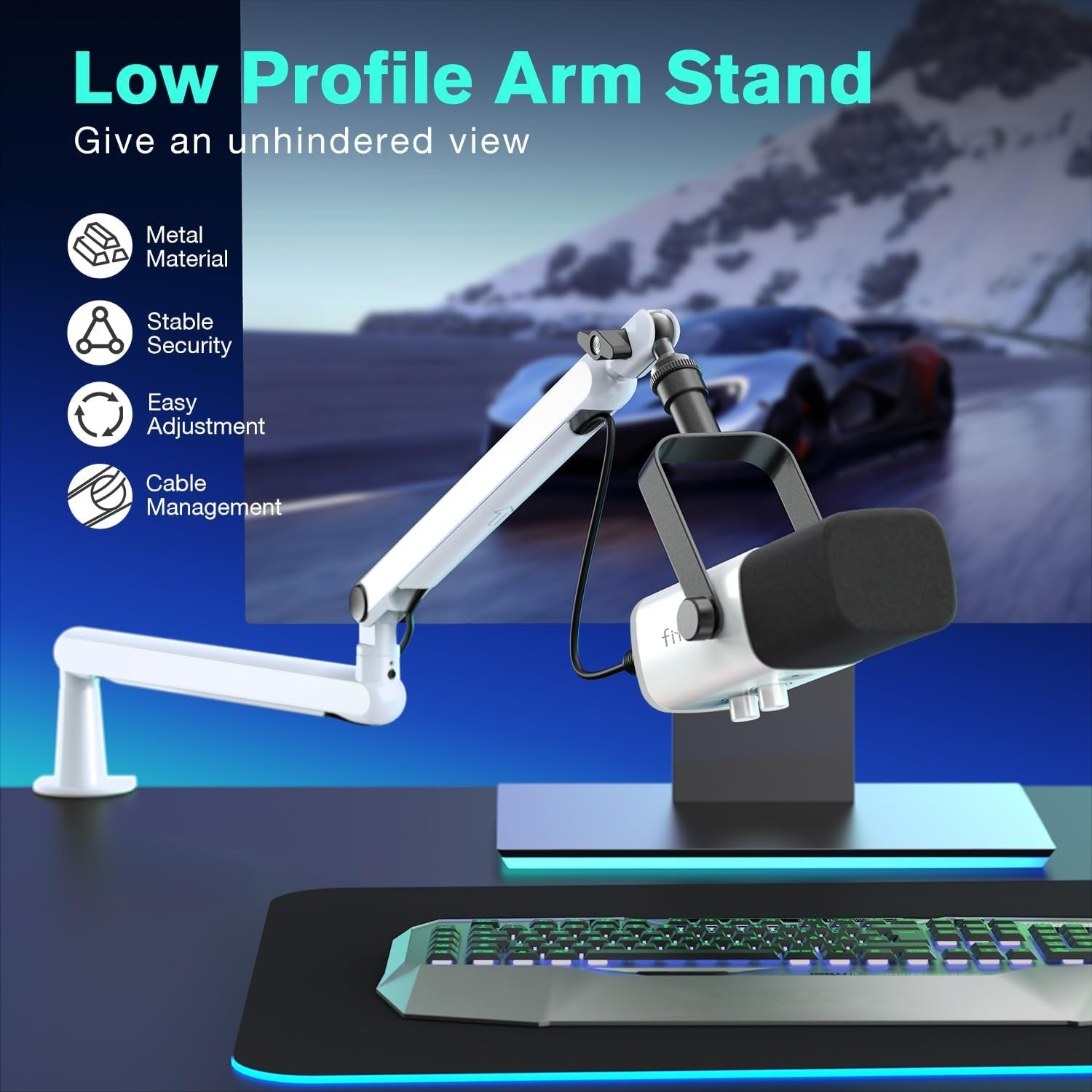 Fifine BM88 - Microphone Arm Stand (White)