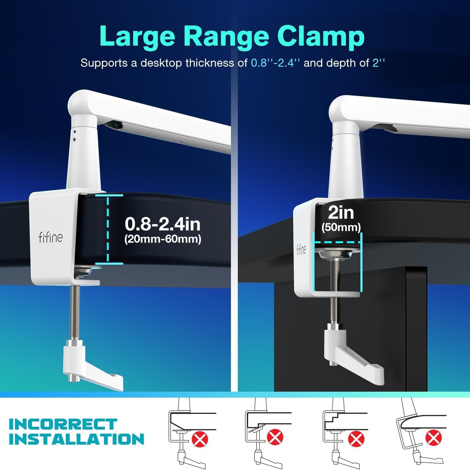 Fifine BM88 - Microphone Arm Stand (White)