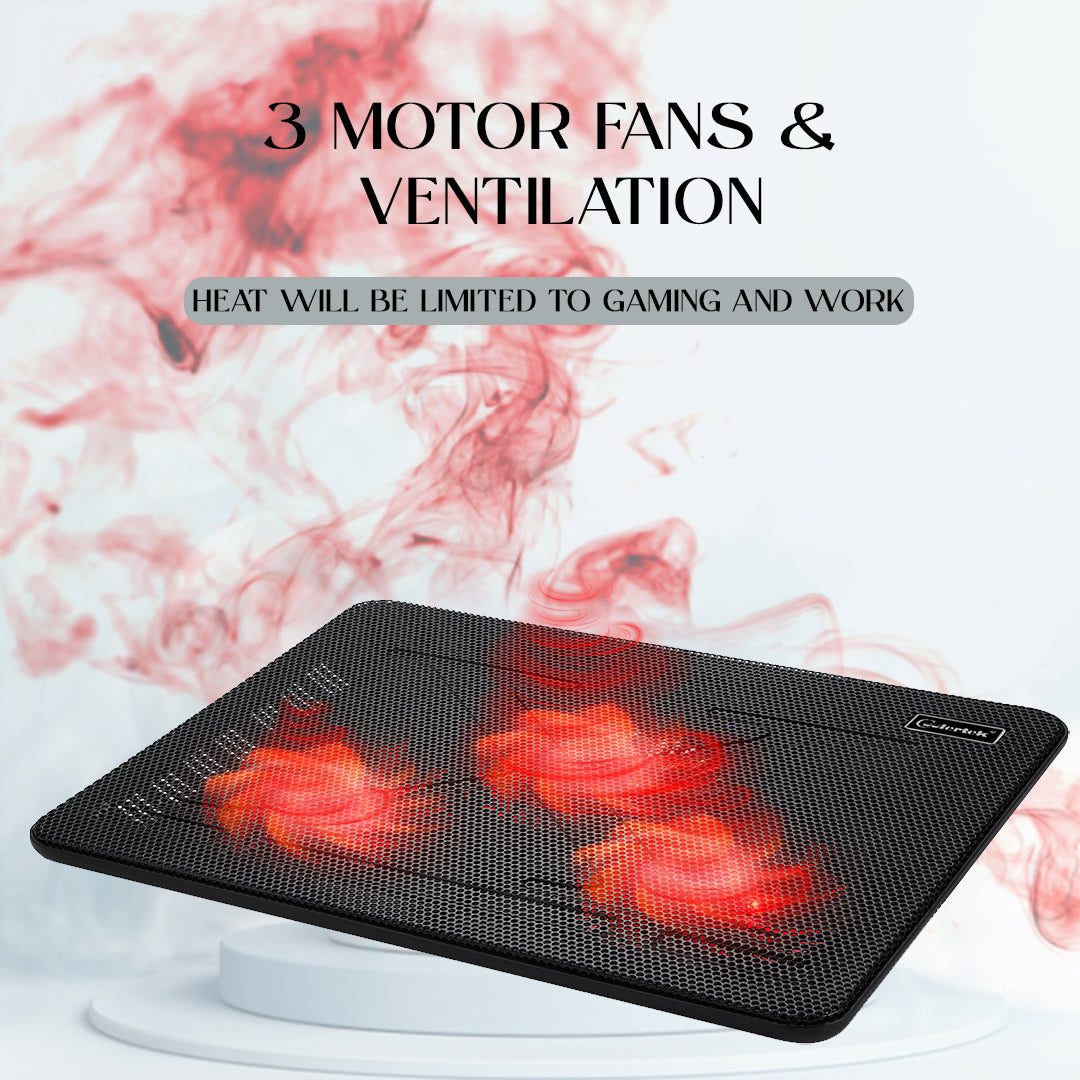 CLAW Breeze C3 - 3 Motor Laptop Cooling Pad with Dual USB Hub (Black and Red) (Use Code ORIGIN10 to Get 10% DIscount)