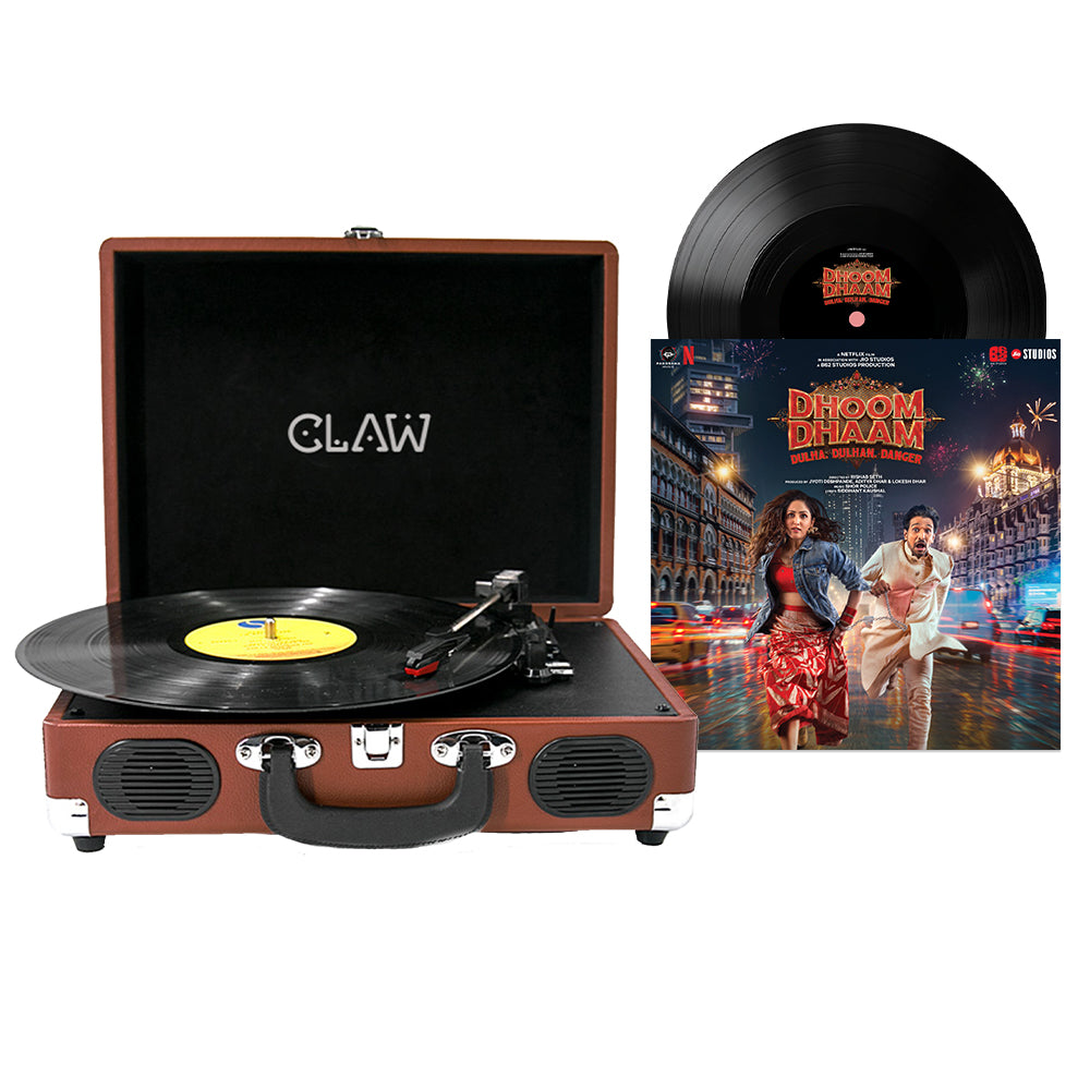 CLAW Stag Portable Turntable (BROWN) + Dhoom Dhaam Vinyl Disc (COMBO)