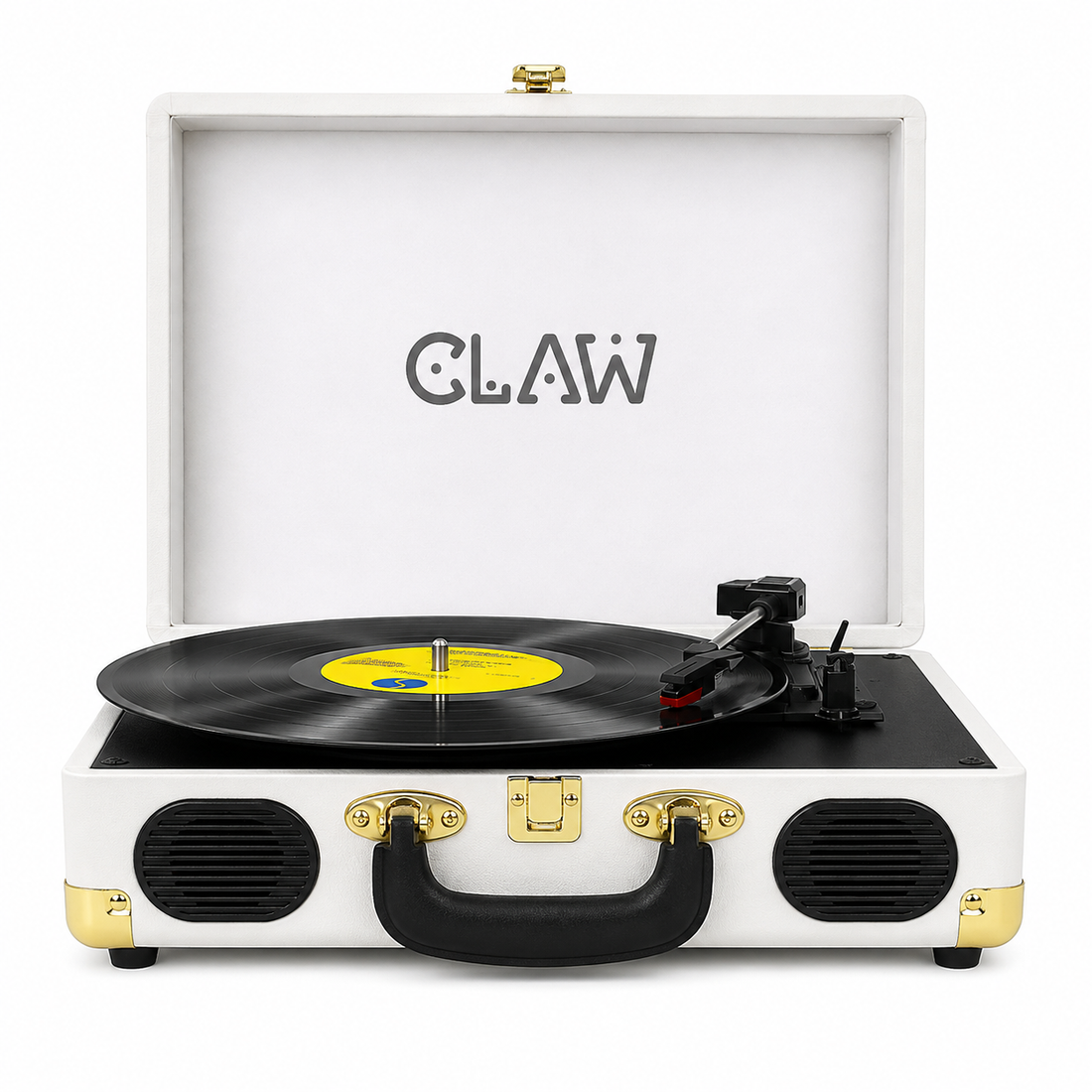 CLAW Stag Portable - Turntable with Built-in Stereo Speakers (White)