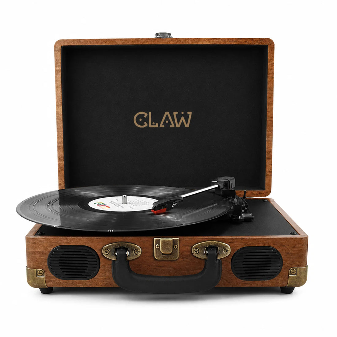 CLAW Stag Portable Pro - Bluetooth Turntable with Built-In Stereo Speaker (Red Wood)