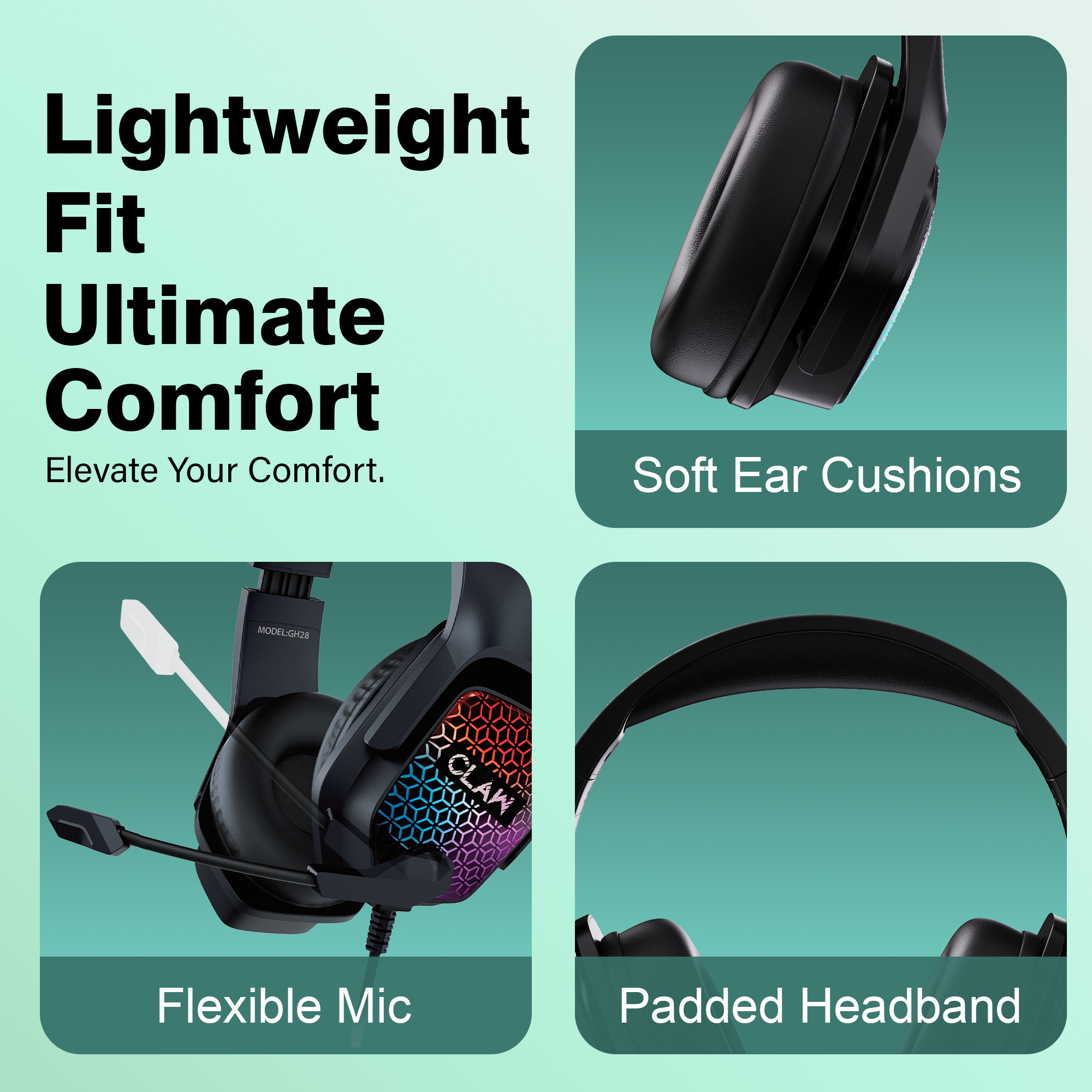 CLAW GH28 - RGB Gaming Headset with Microphone