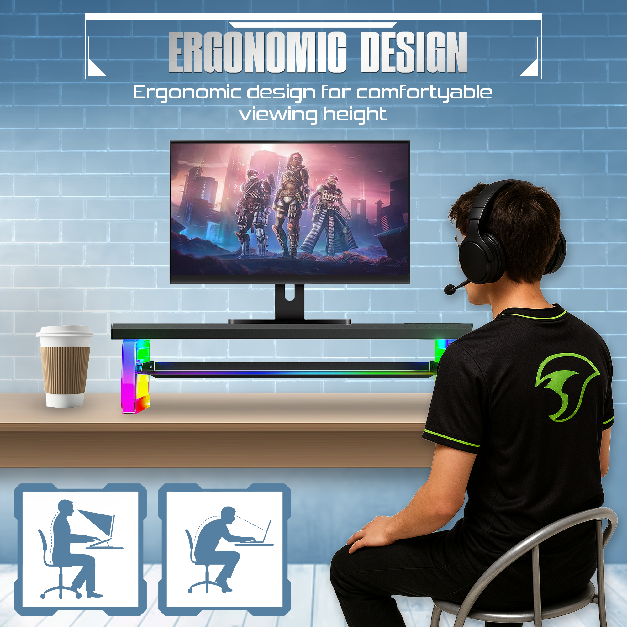 Claw Dock Pro T9 - Monitor/Laptop Stand with 15W Wireless Charging, USB-C PD Input, Fast Charge USB-C & USB-A, Dual USB 3.0 Ports, Headphone/Mic Ports