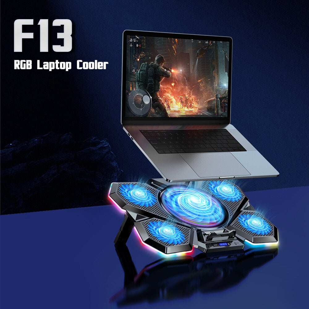 CLAW Glacier F13 - RGB Laptop Cooling Pad with 5 Motor Fan and Adjustable Height (Use Code ORIGIN10 to Get 10% DIscount)