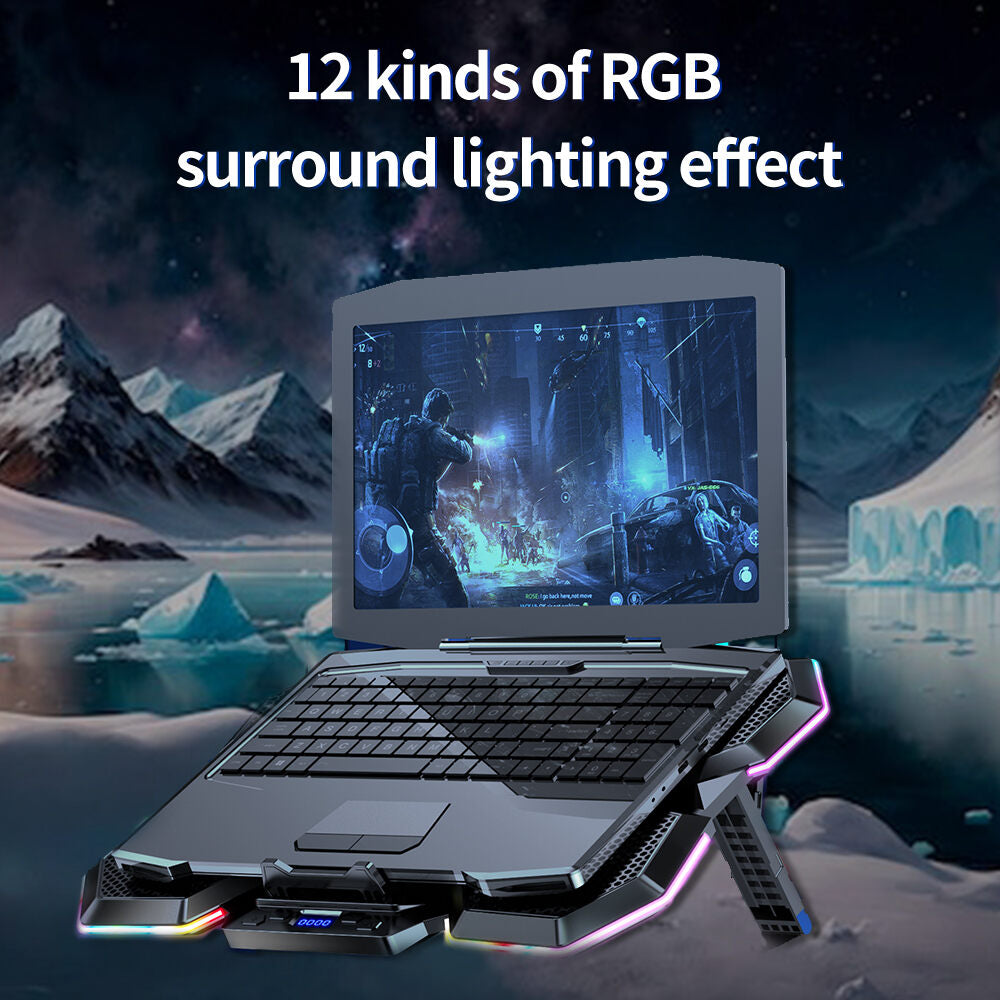 CLAW Glacier F13 - RGB Laptop Cooling Pad with 5 Motor Fan and Adjustable Height (Use Code ORIGIN10 to Get 10% DIscount)