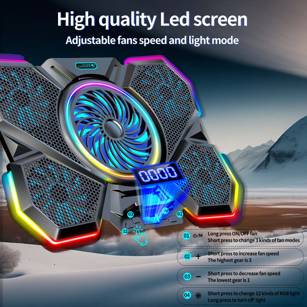 CLAW Glacier F13 - RGB Laptop Cooling Pad with 5 Motor Fan and Adjustable Height (Use Code ORIGIN10 to Get 10% DIscount)