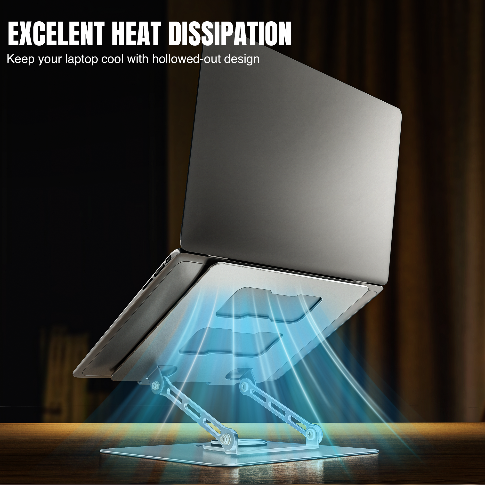 Claw Lift Pro X11 - Metal Laptop Stand with 360° Rotation, Adjustable Angle and 2 USB Port