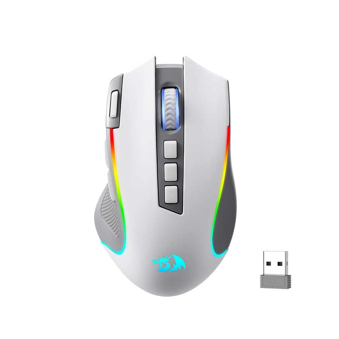 Redragon Predator Pro M612 PRO RGB Wireless Mouse (Grey and White)