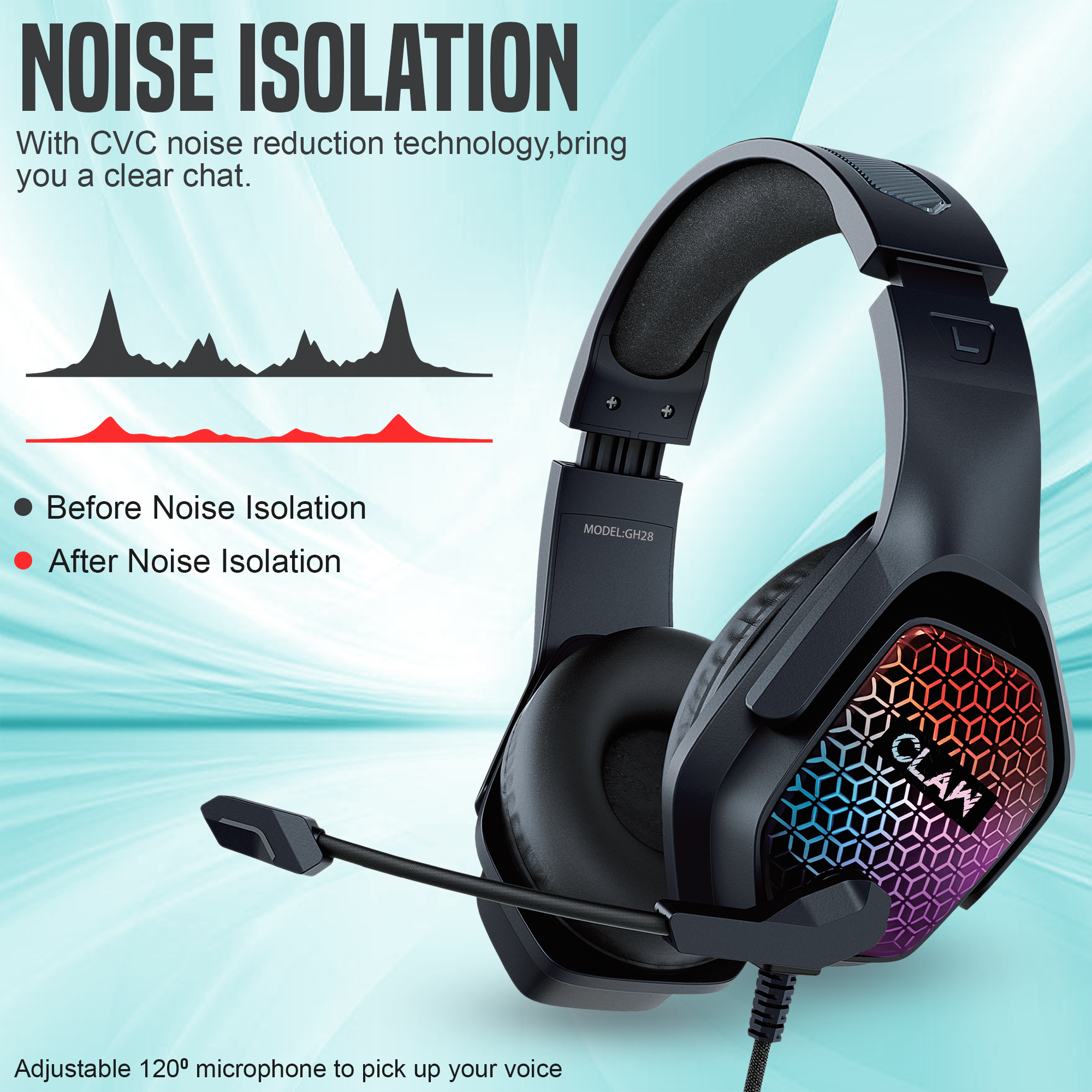 CLAW GH28 - RGB Gaming Headset with Microphone