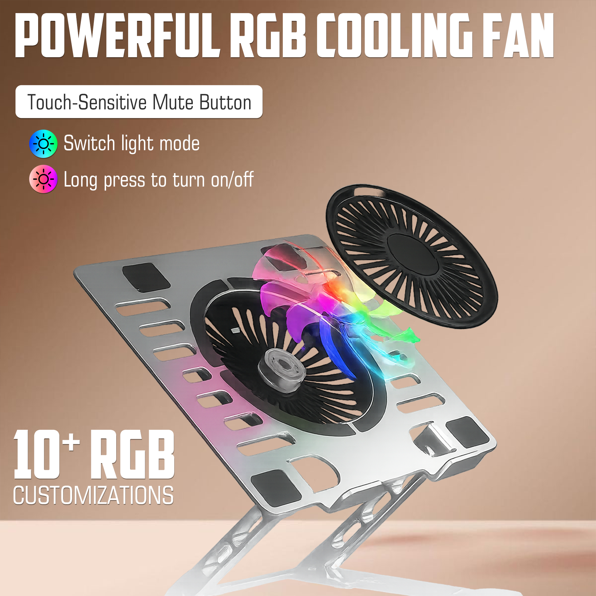 Claw Lift Max X16 - Metal Laptop Stand with RGB Fan,360° Rotation, Adjustable Angles and 2 USB Port