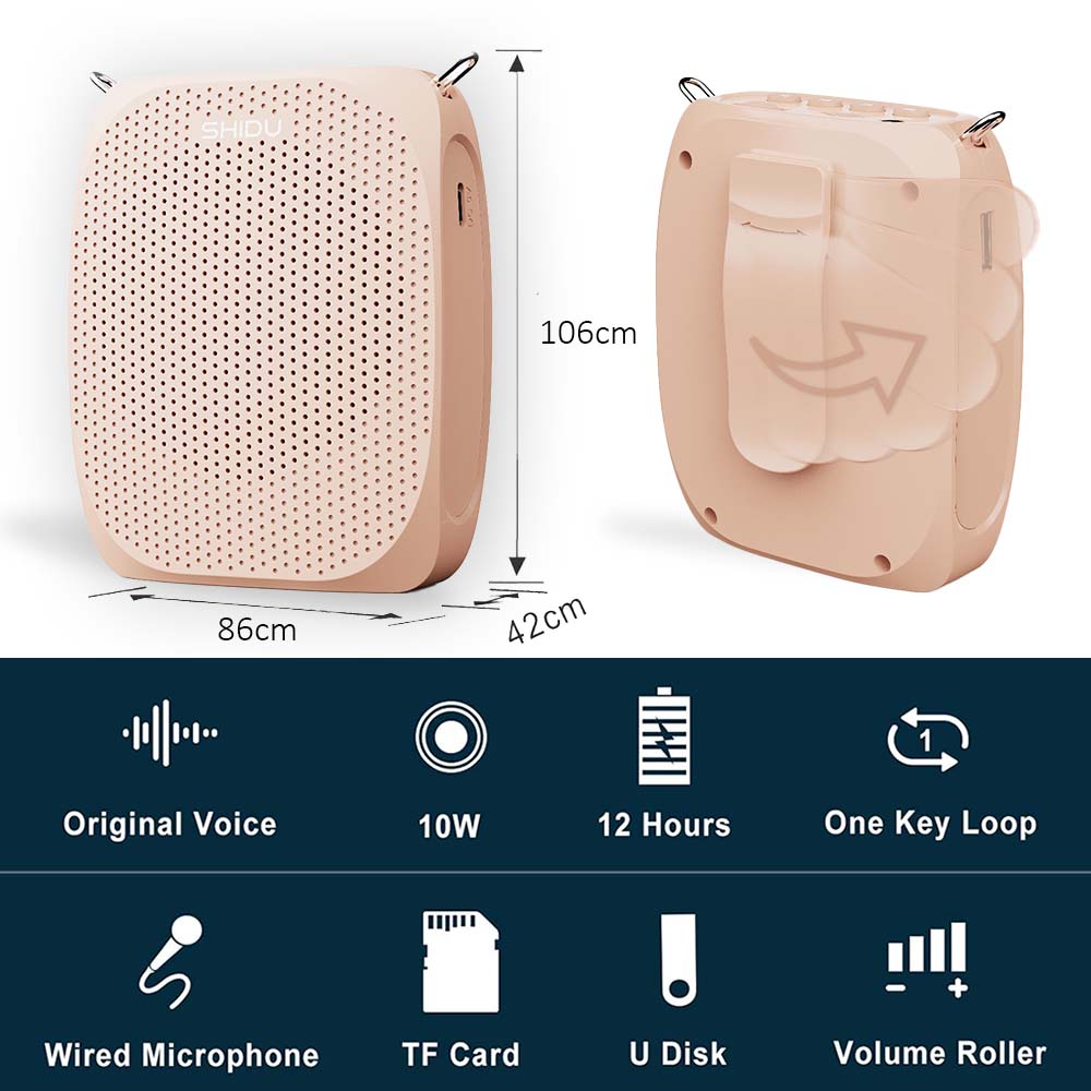 (Refurbished) Shidu S258 Type C - Wired Portable Voice Amplifier (Pink)