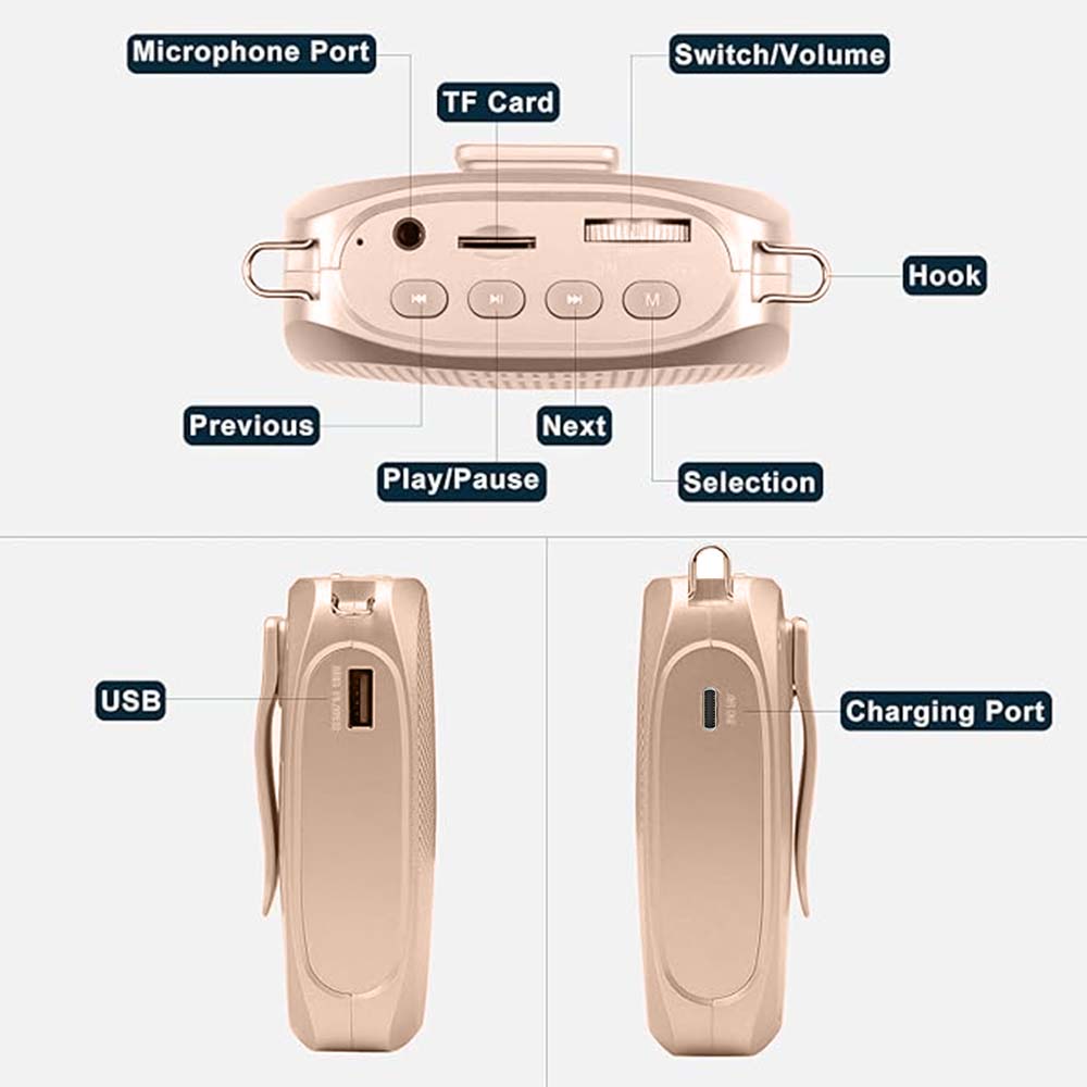 Shidu S258 Type C - Wired Portable Voice Amplifier (Pink)