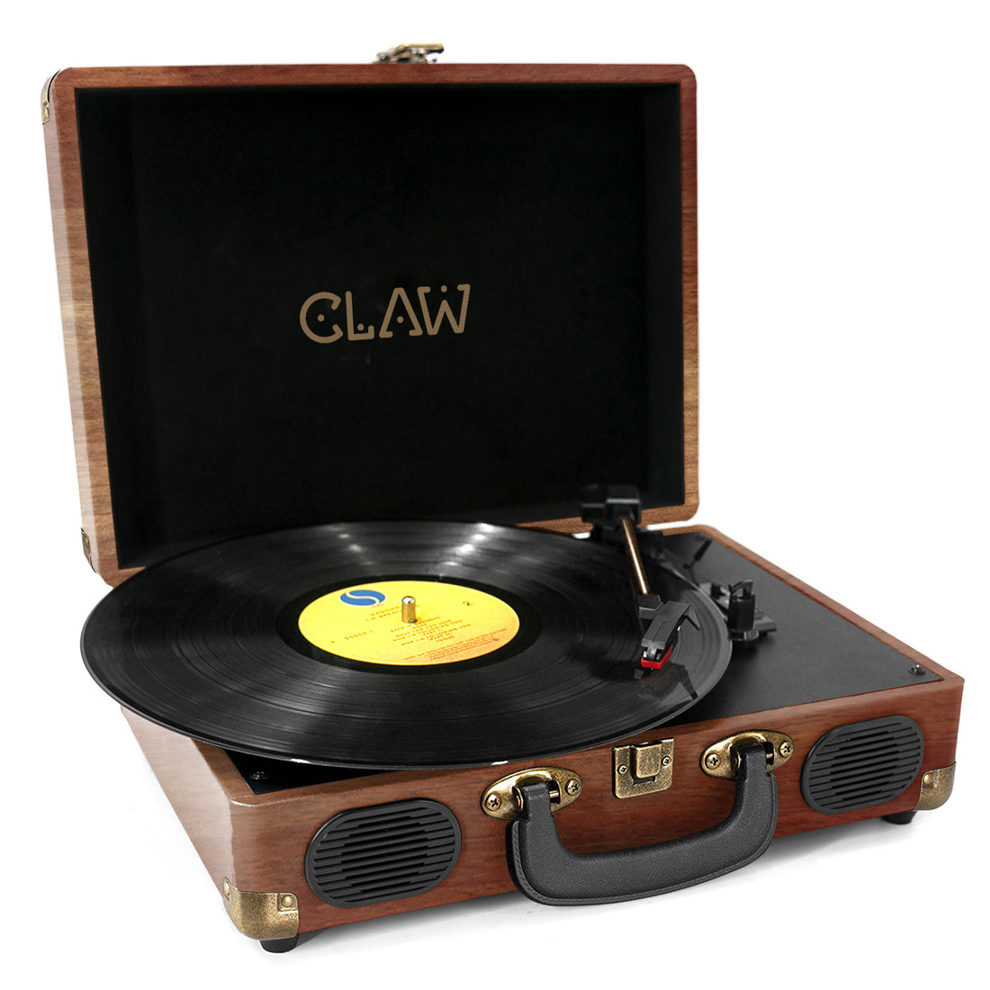 Refurbished CLAW Stag Portable - Turntable with built-in stereo speaker (Red Wood)