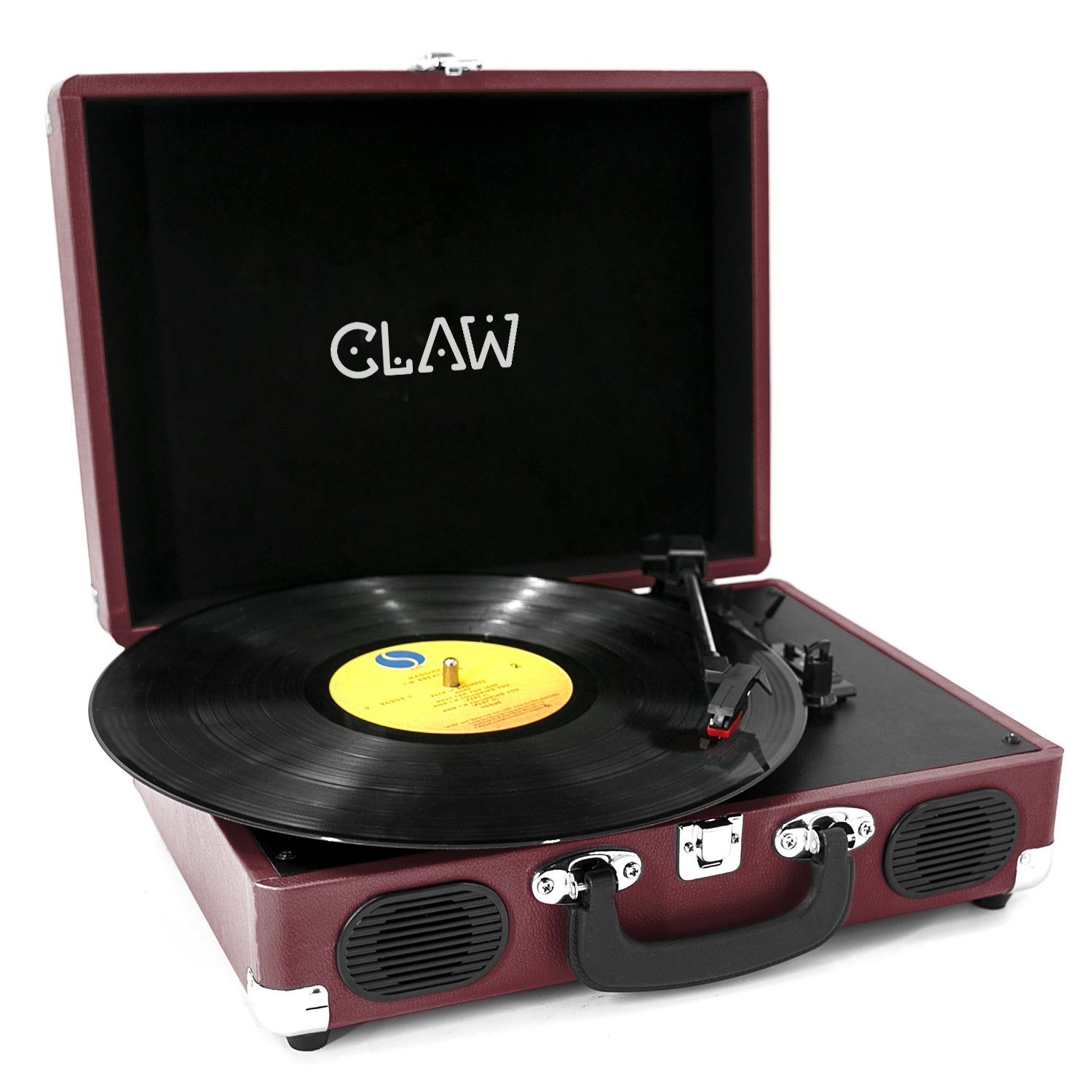 Refurbished CLAW Stag Portable - Turntable with built-in stereo speaker (Wine Red)